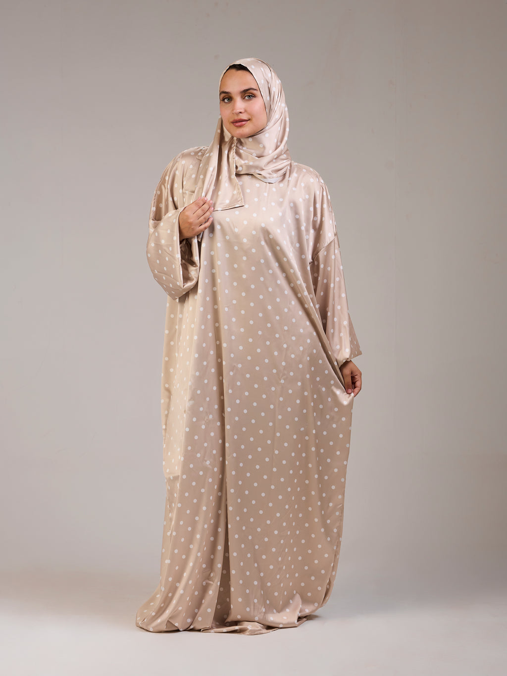 Beige Polka Satin