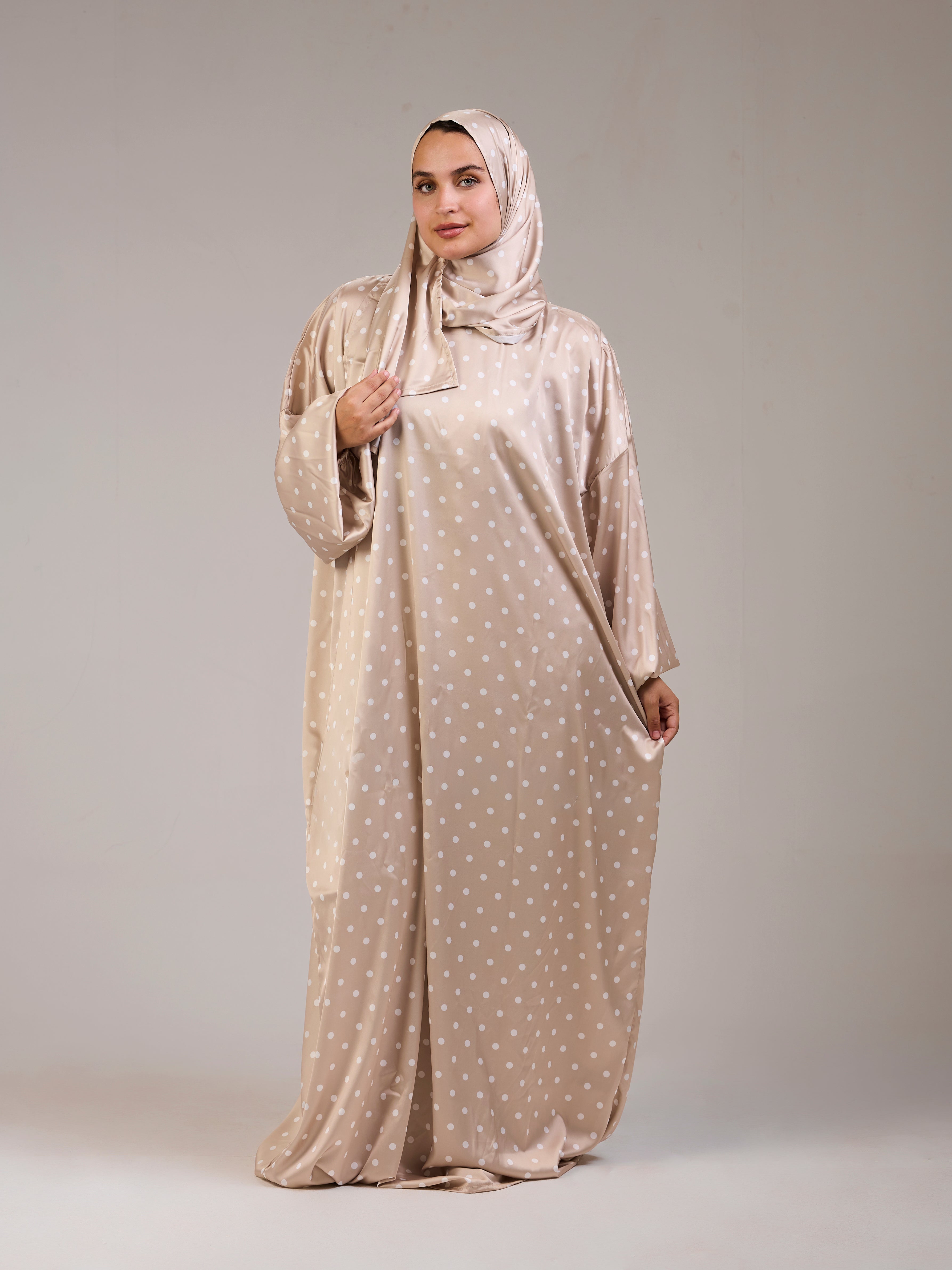 Beige Polka Satin