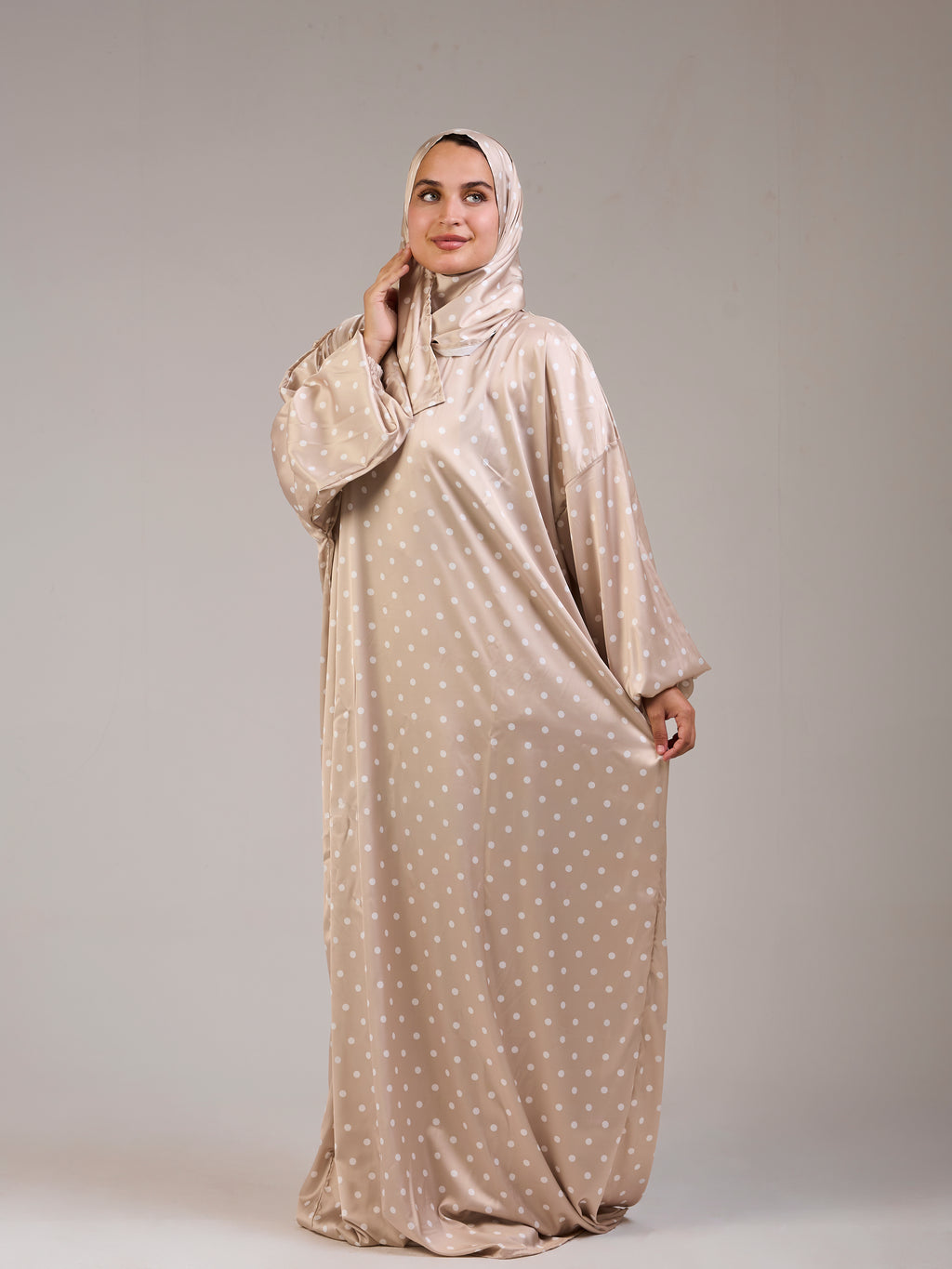 Beige Polka Satin
