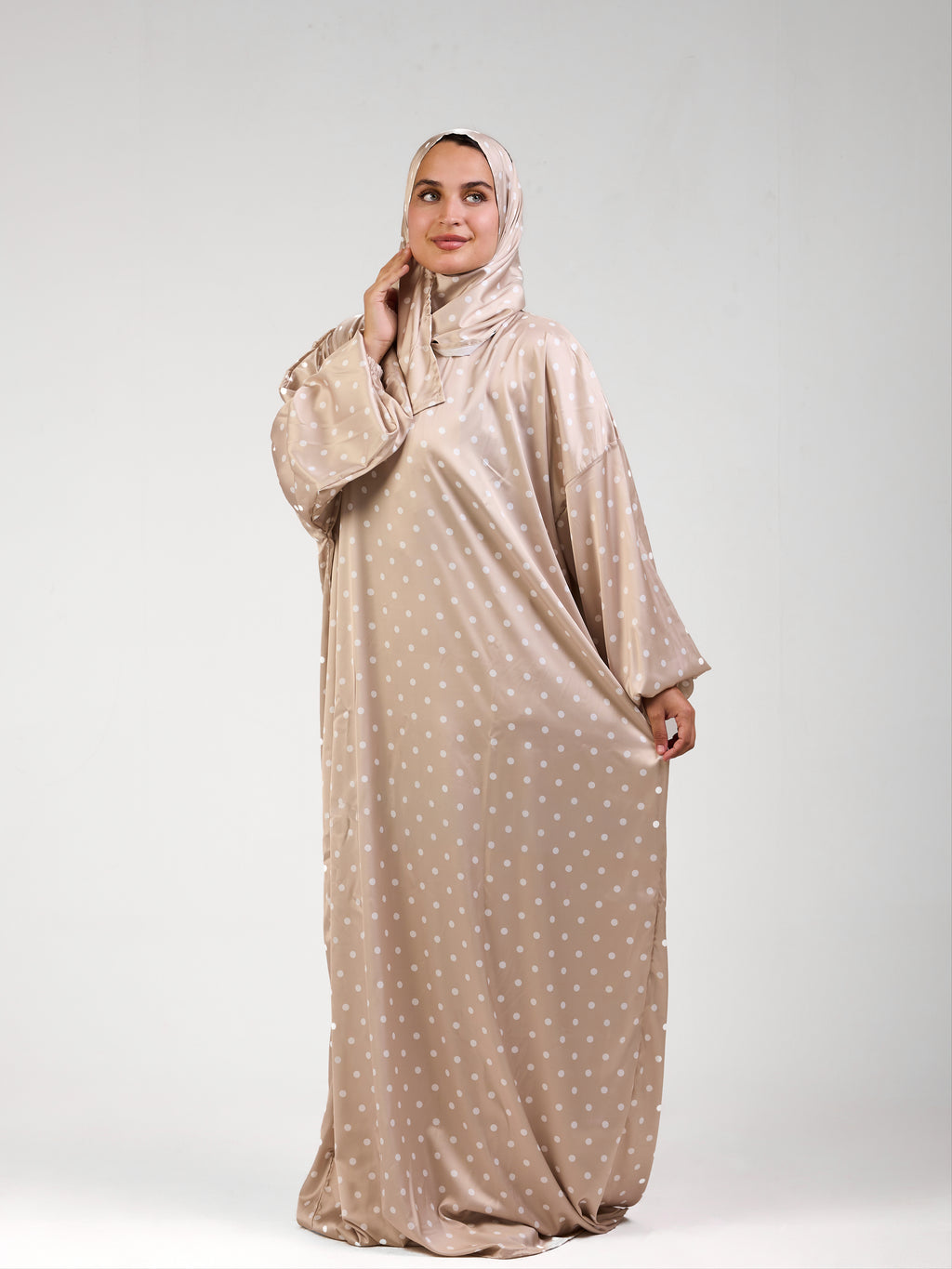 Beige Polka Satin