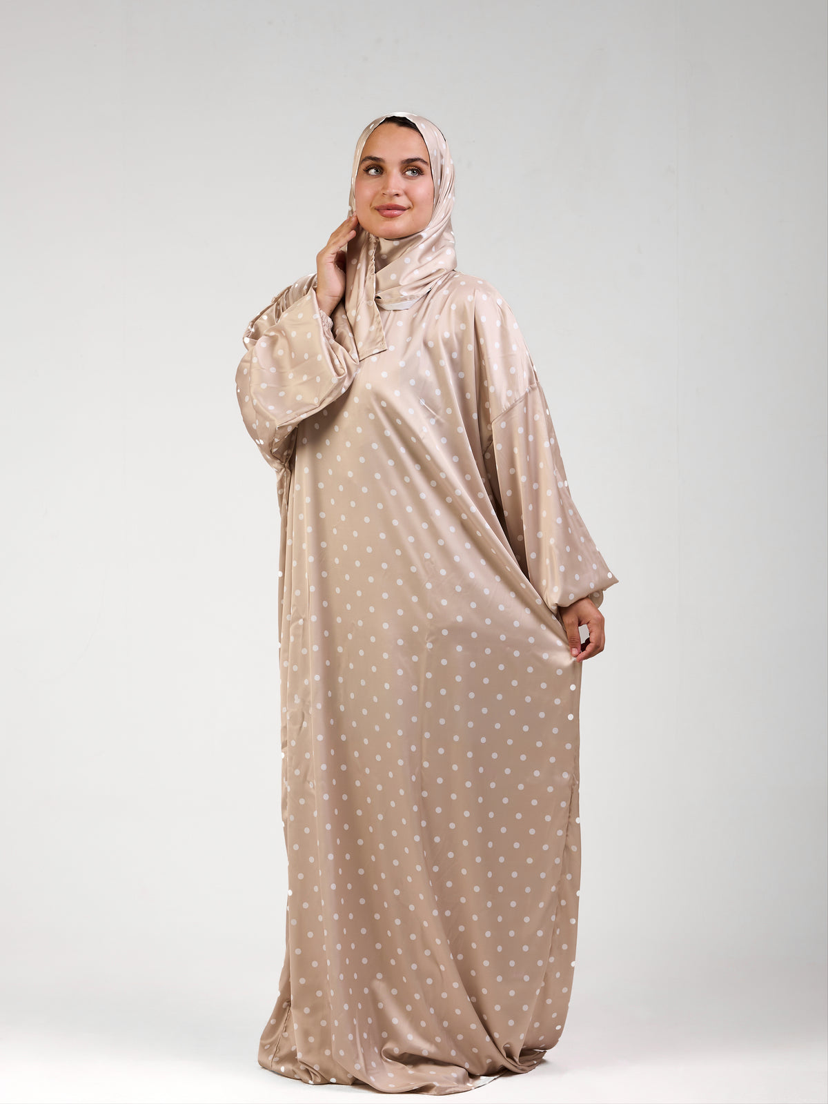 Beige Polka Satin