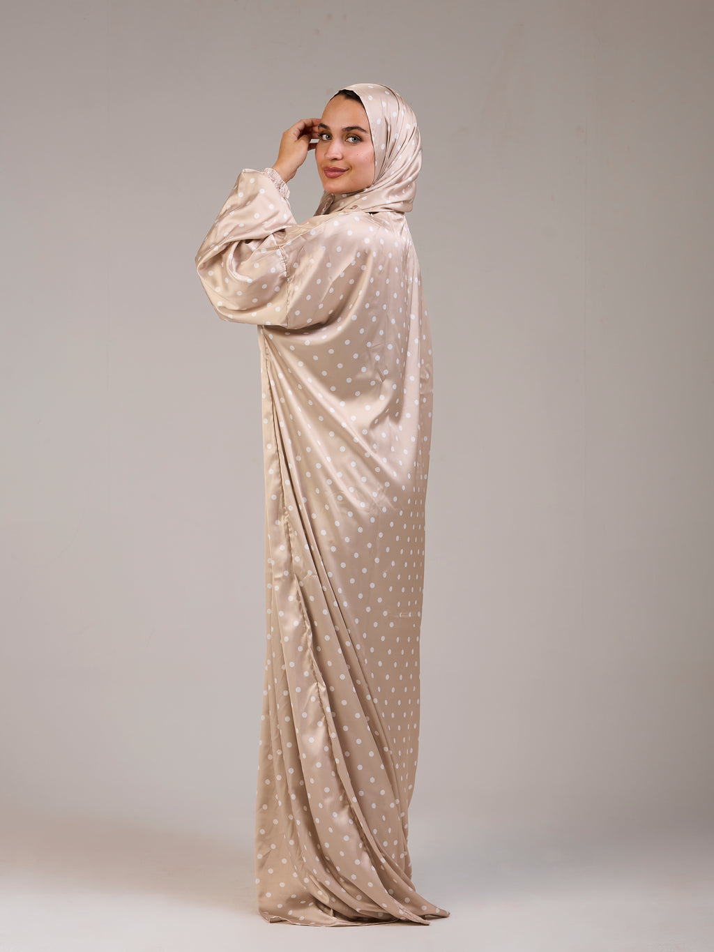 Beige Polka Satin