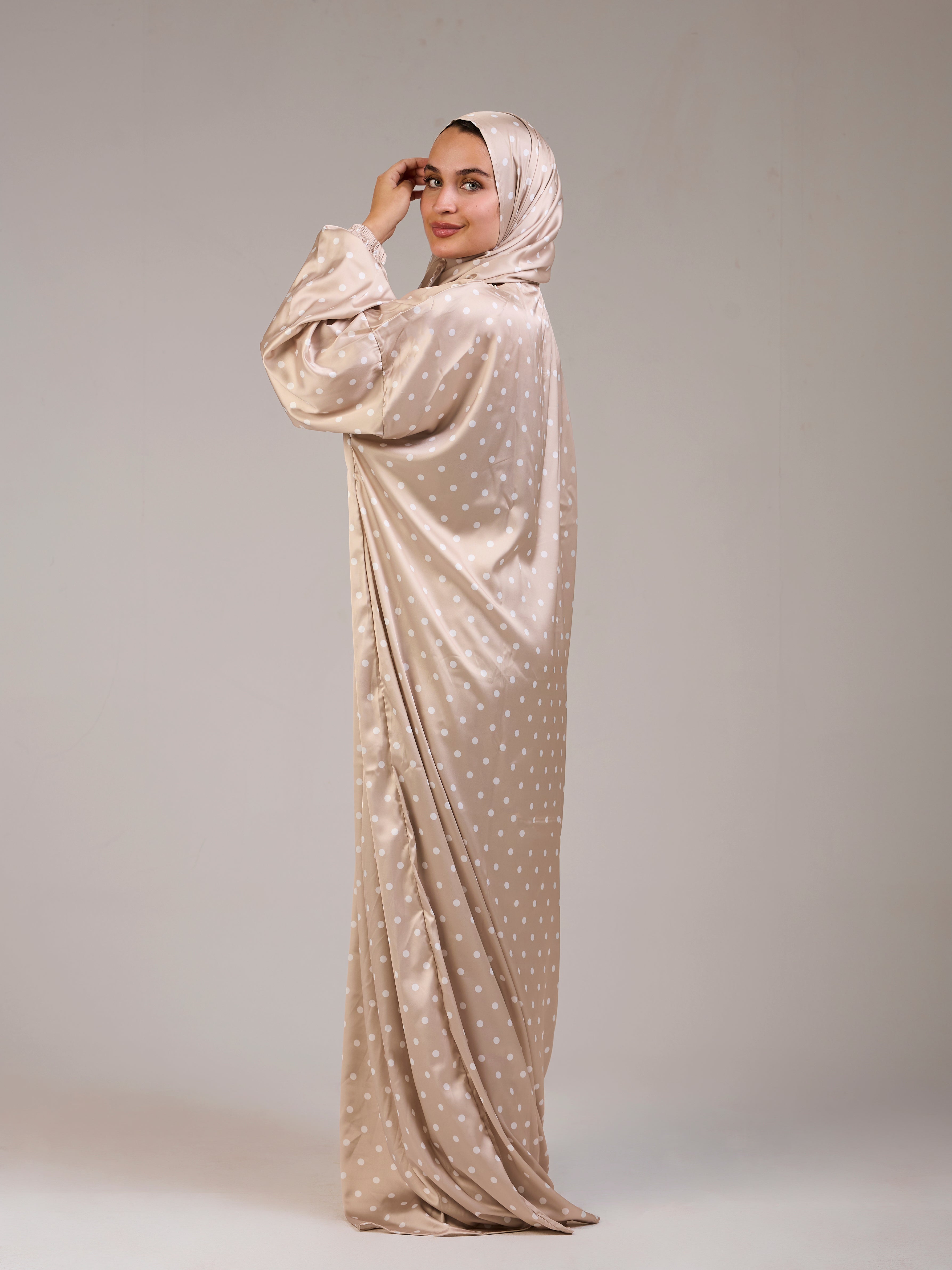 Beige Polka Satin