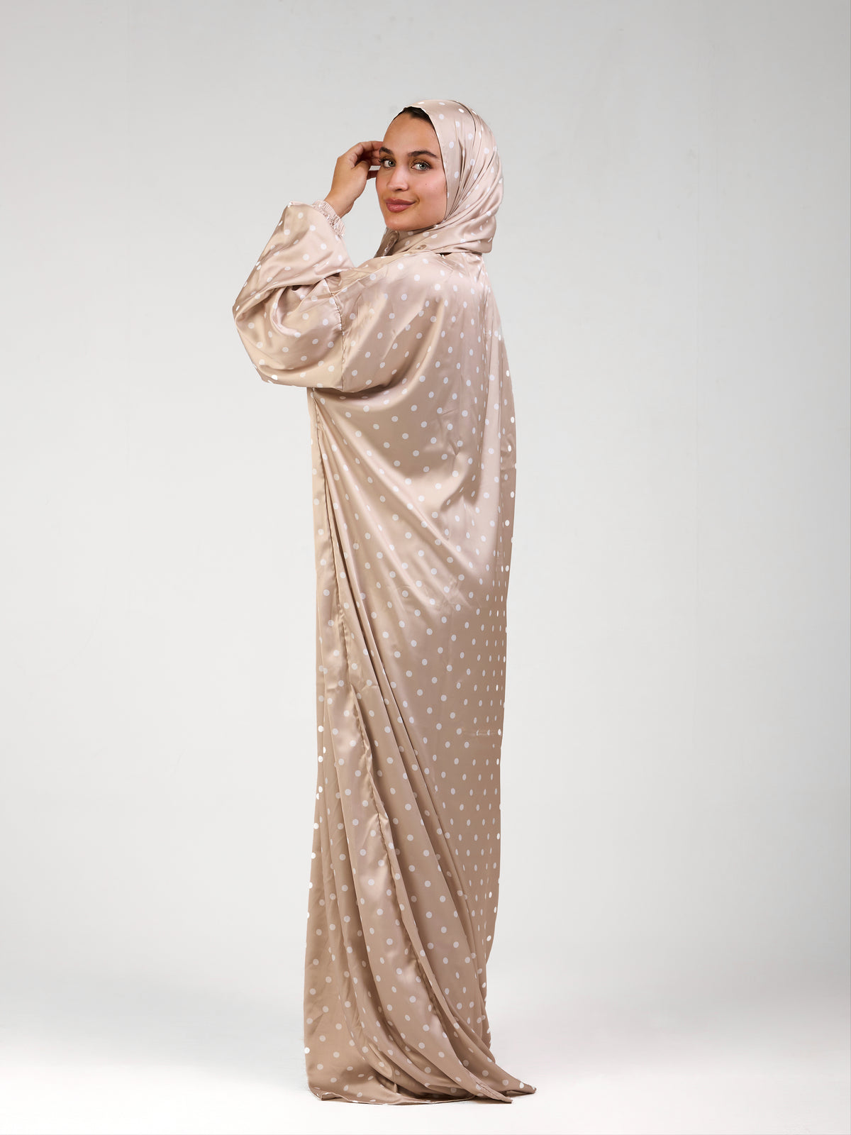 Beige Polka Satin