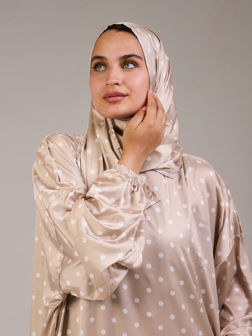 Beige Polka Satin