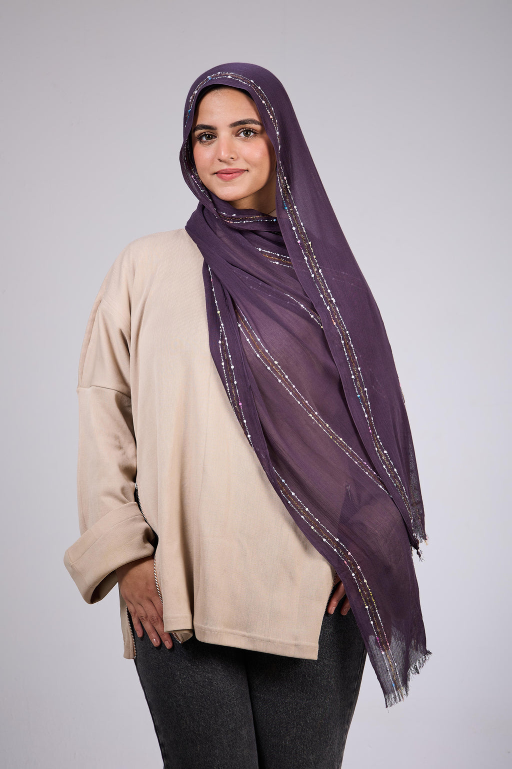 Purple Soft Embroidered Sponge