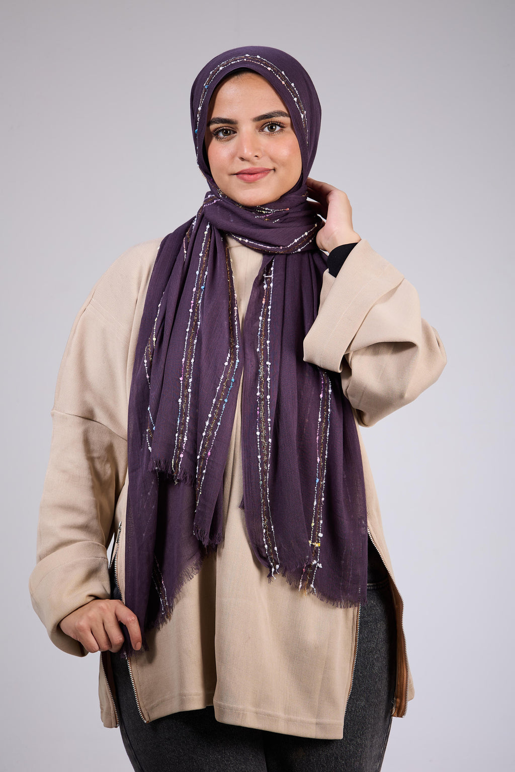 Purple Soft Embroidered Sponge