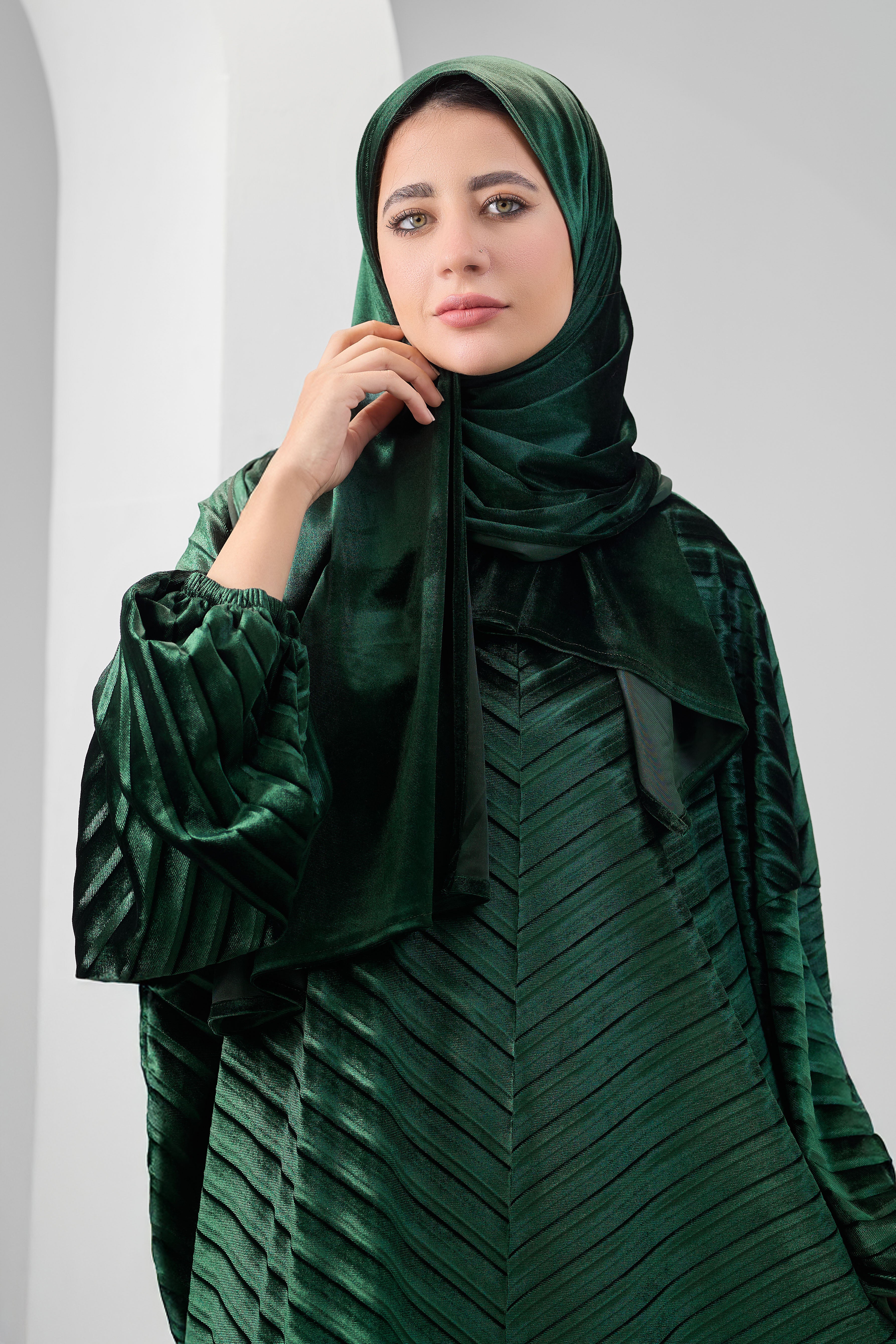 Emerald Green Velvet pleated