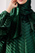 Emerald Green Velvet pleated