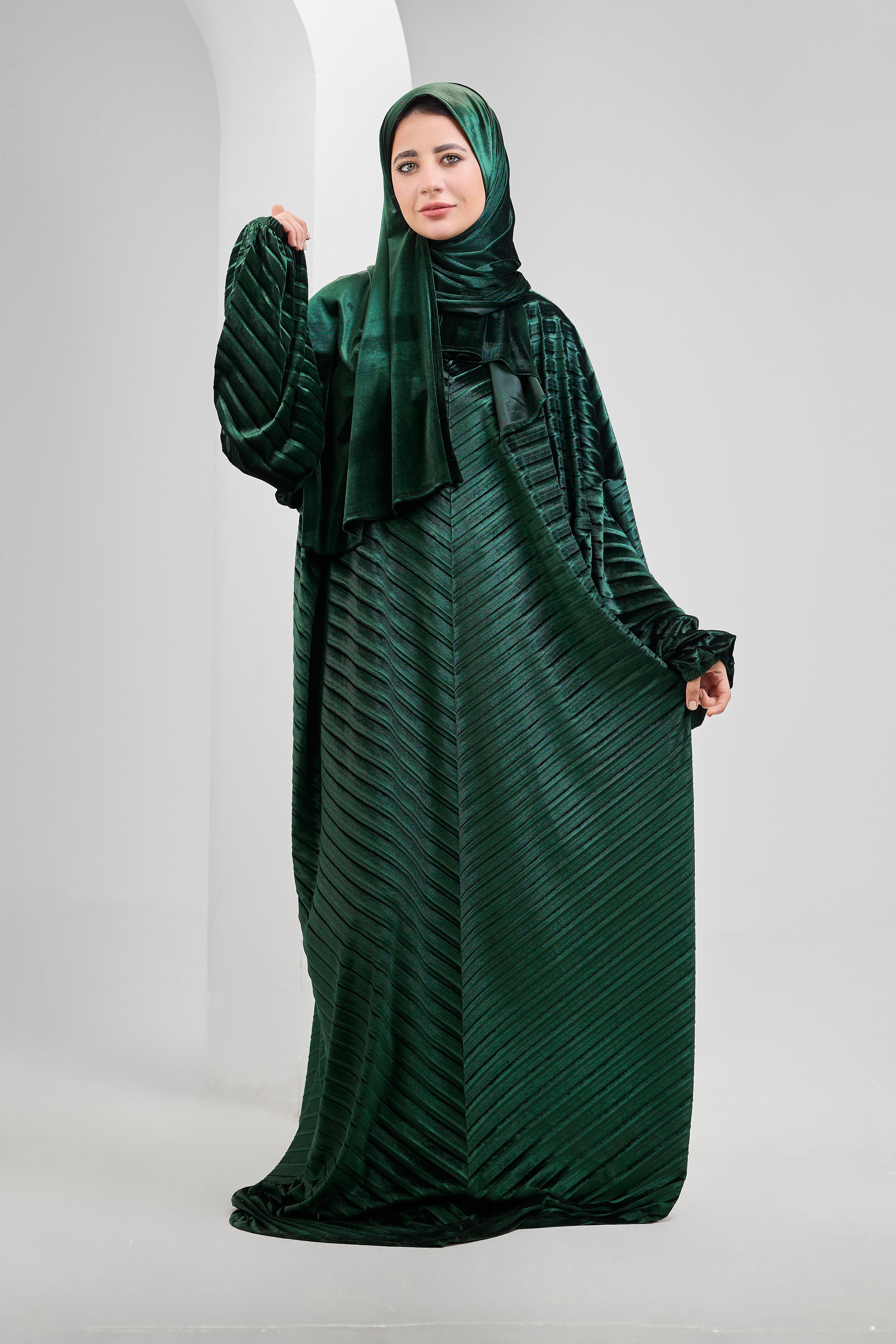 Emerald Green Velvet pleated