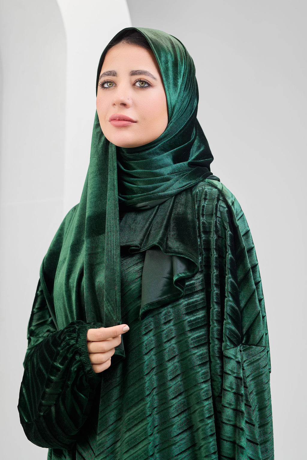 Emerald Green Velvet pleated
