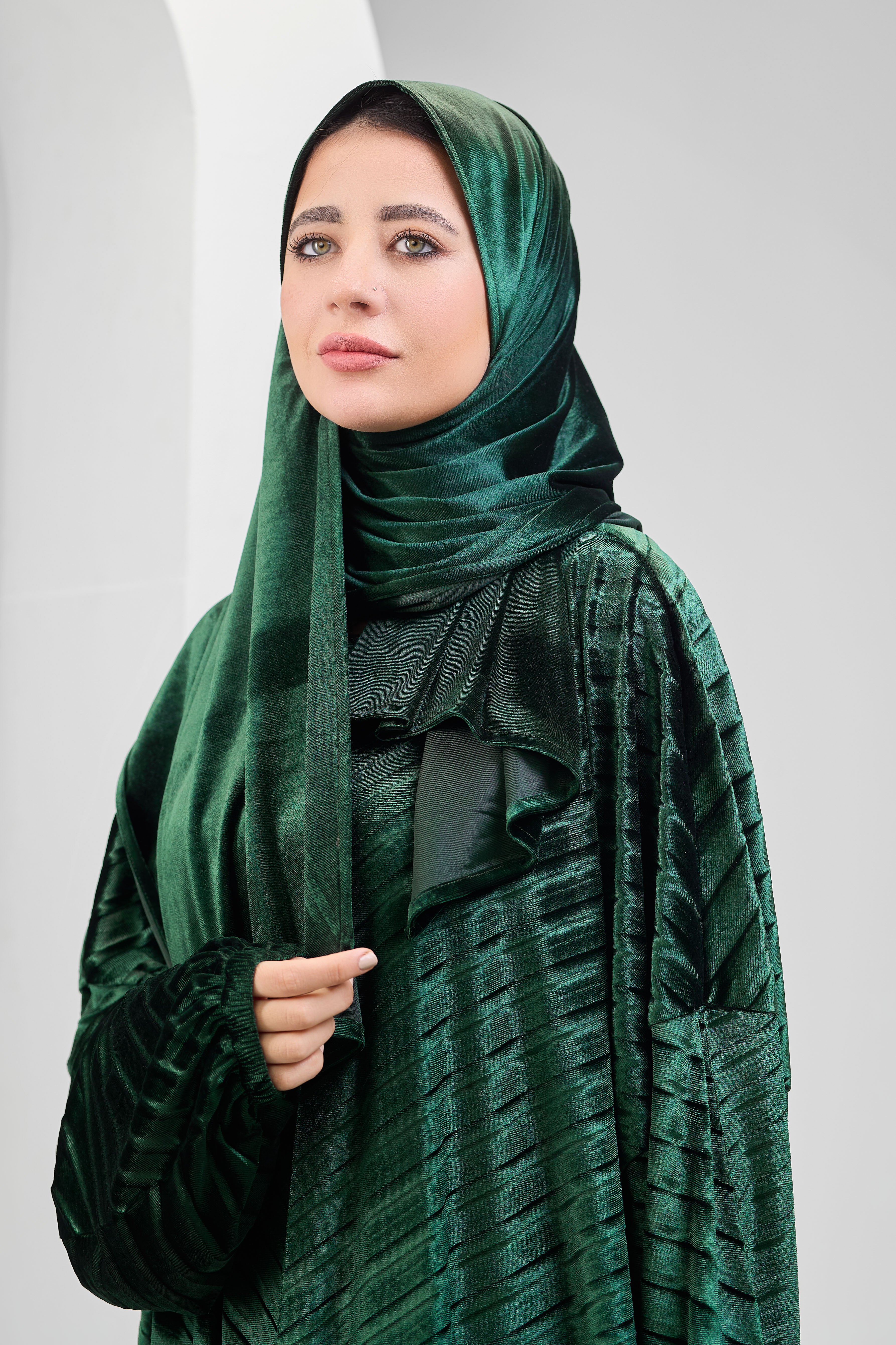 Emerald Green Velvet pleated