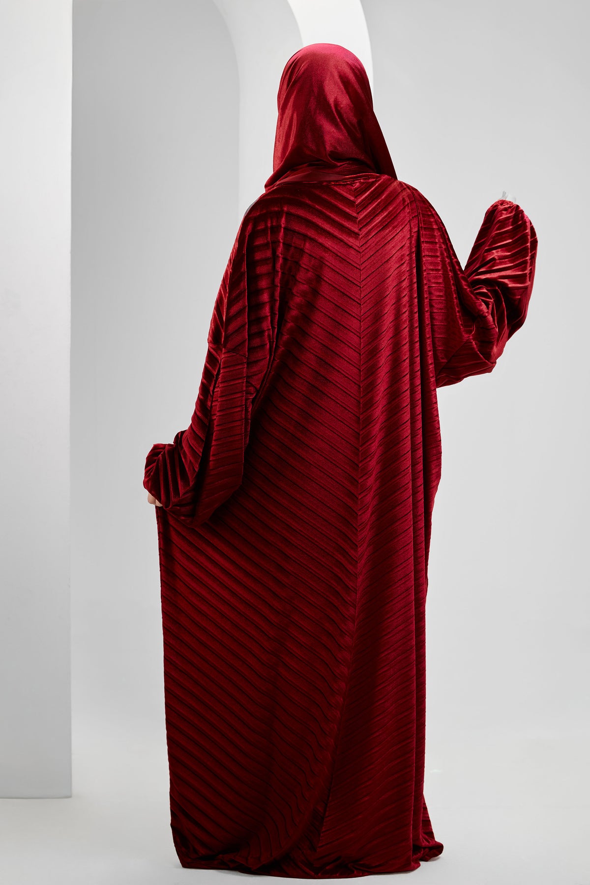 Maroon Velvet pleated