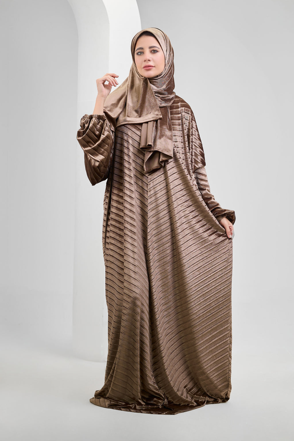 Brown Velvet pleated