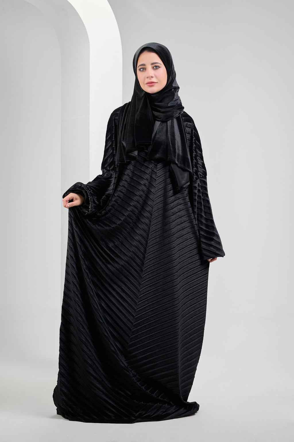 Black Velvet pleated