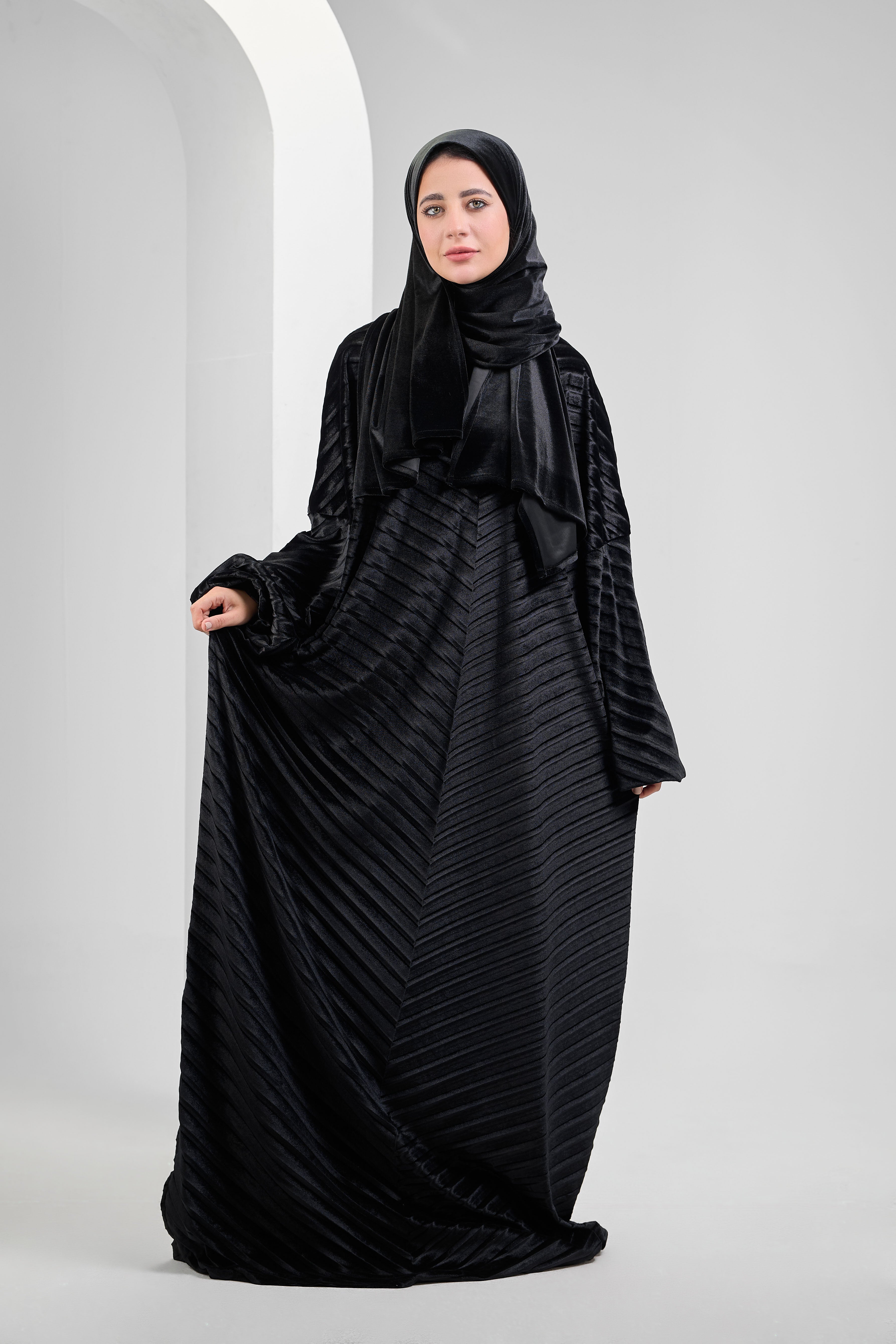 Black Velvet pleated