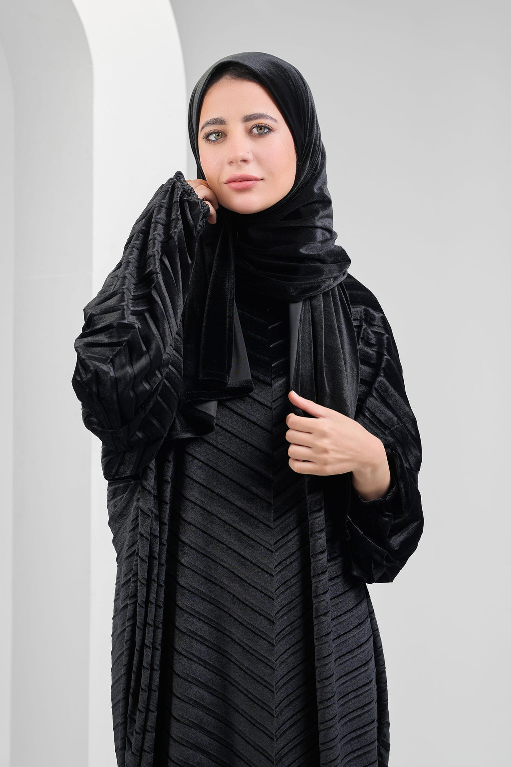 Black Velvet pleated