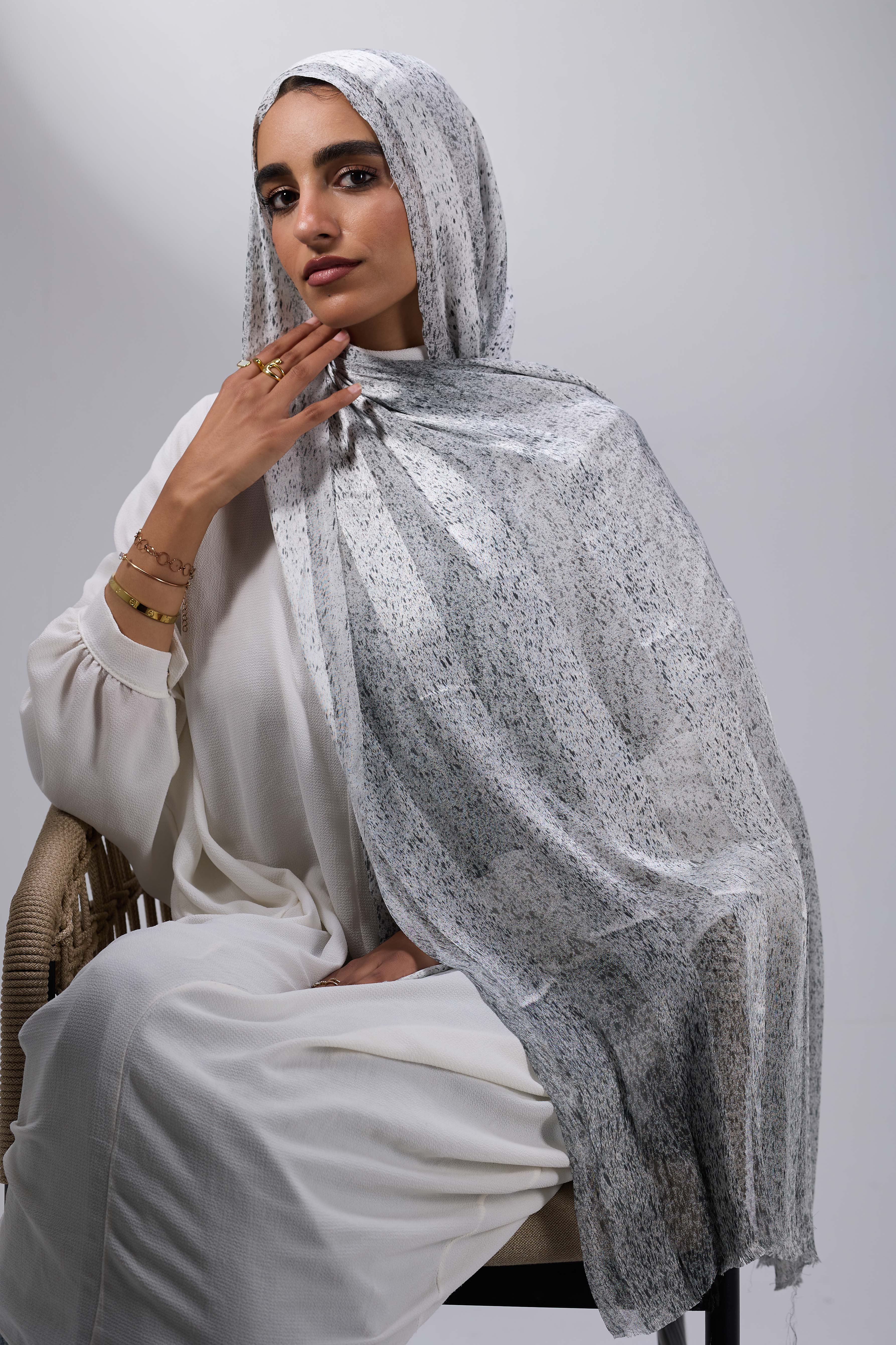 Lavender Grey Freckles Satin shash