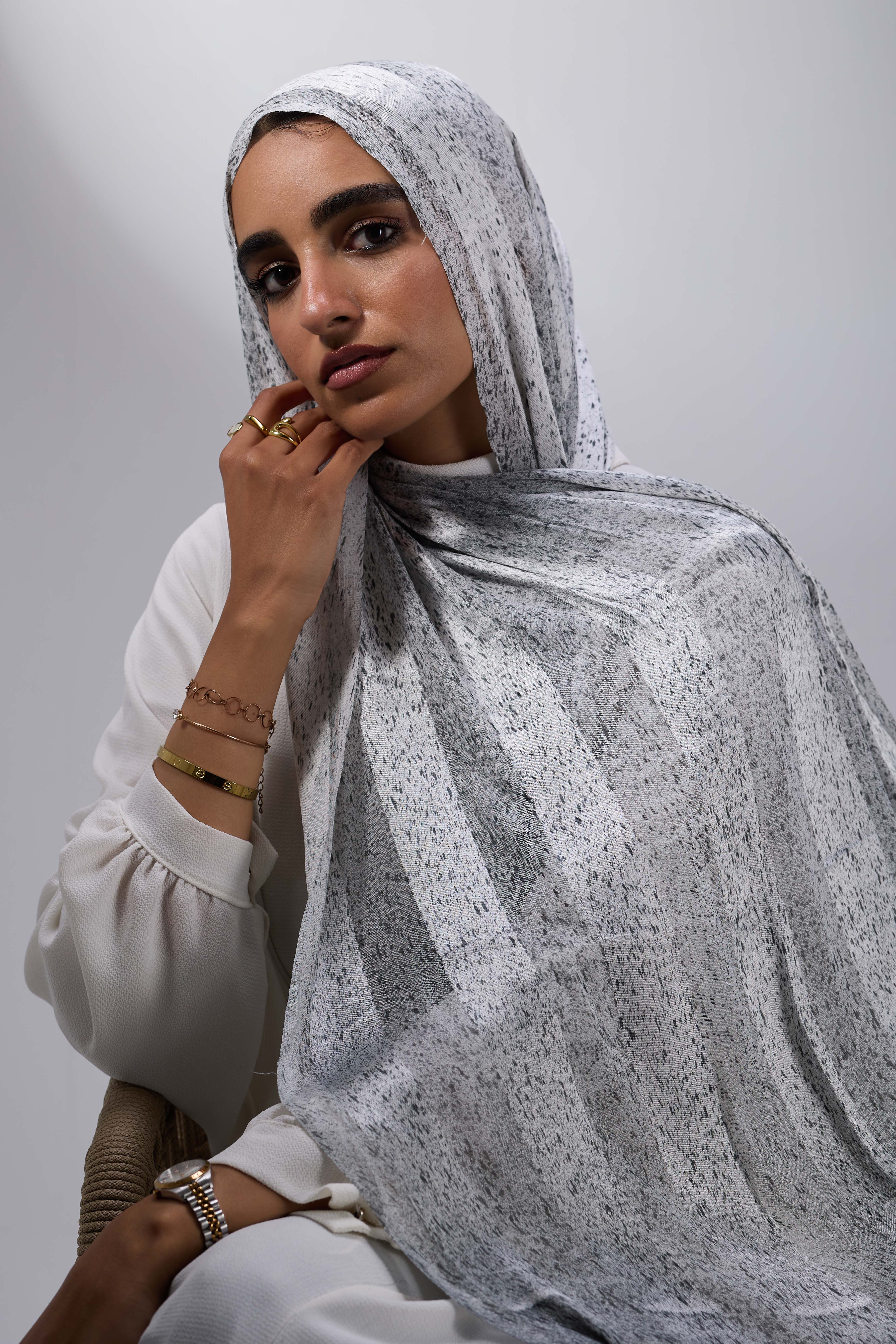 Lavender Grey Freckles Satin shash