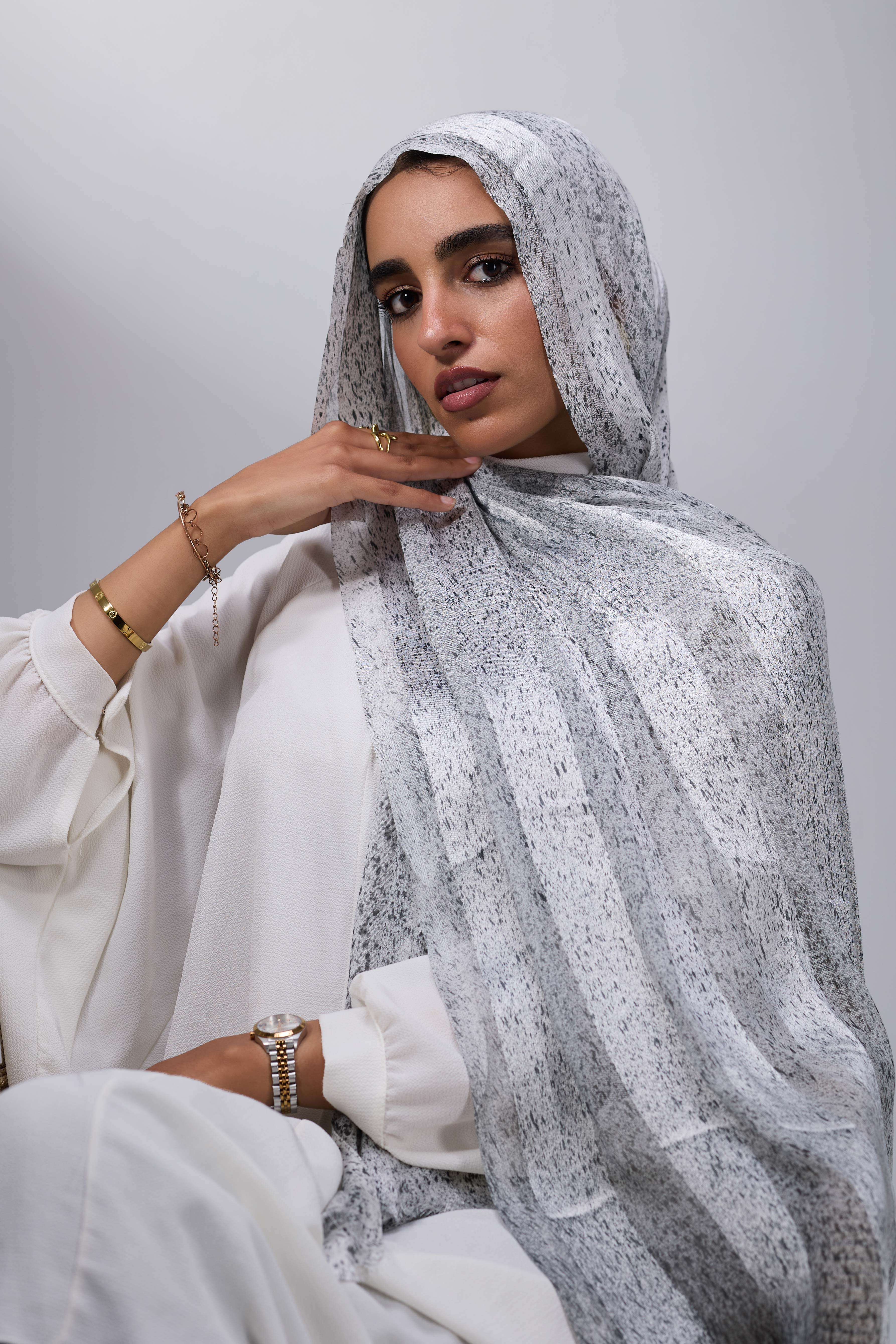 Lavender Grey Freckles Satin shash