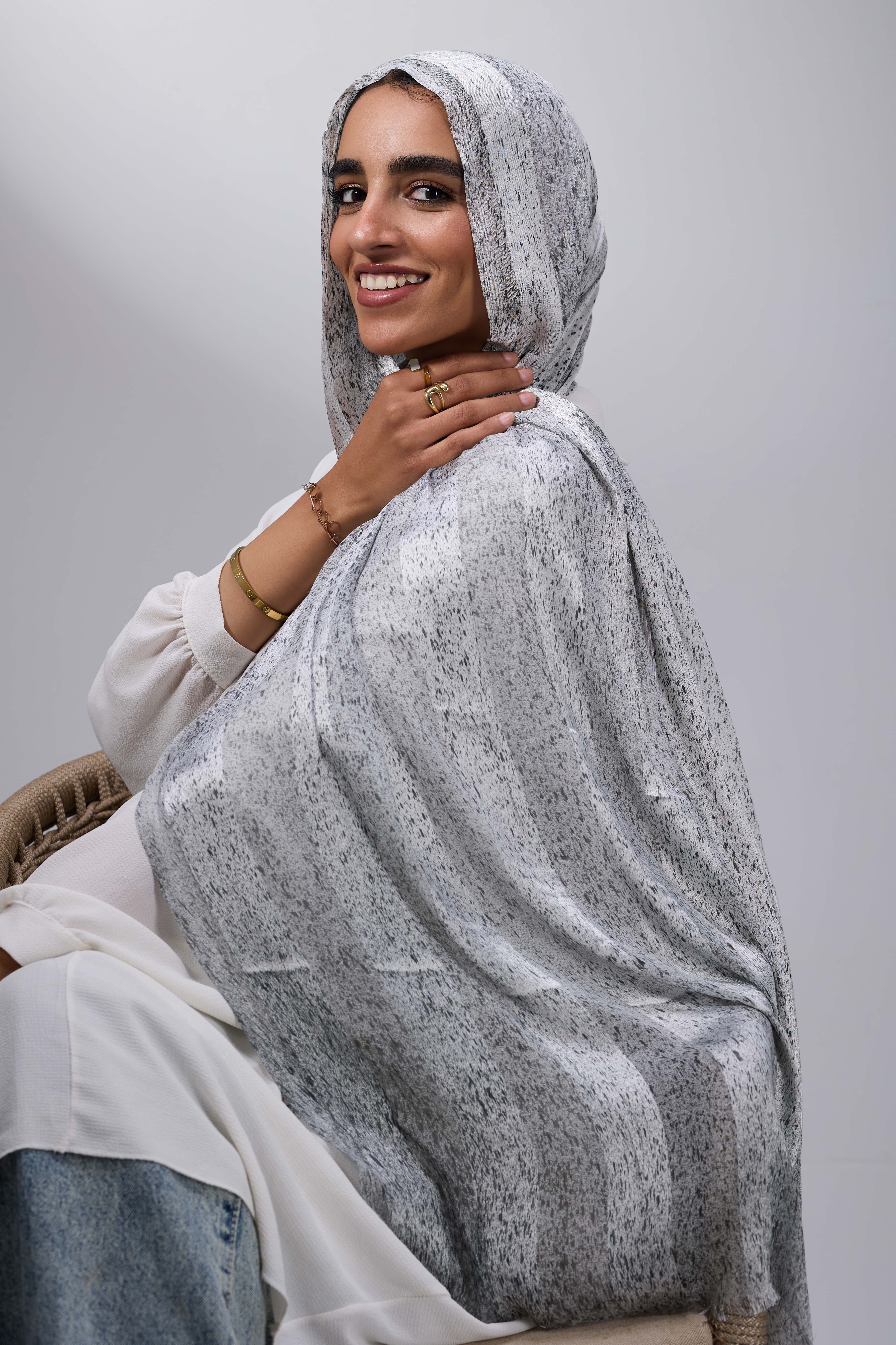 Lavender Grey Freckles Satin shash