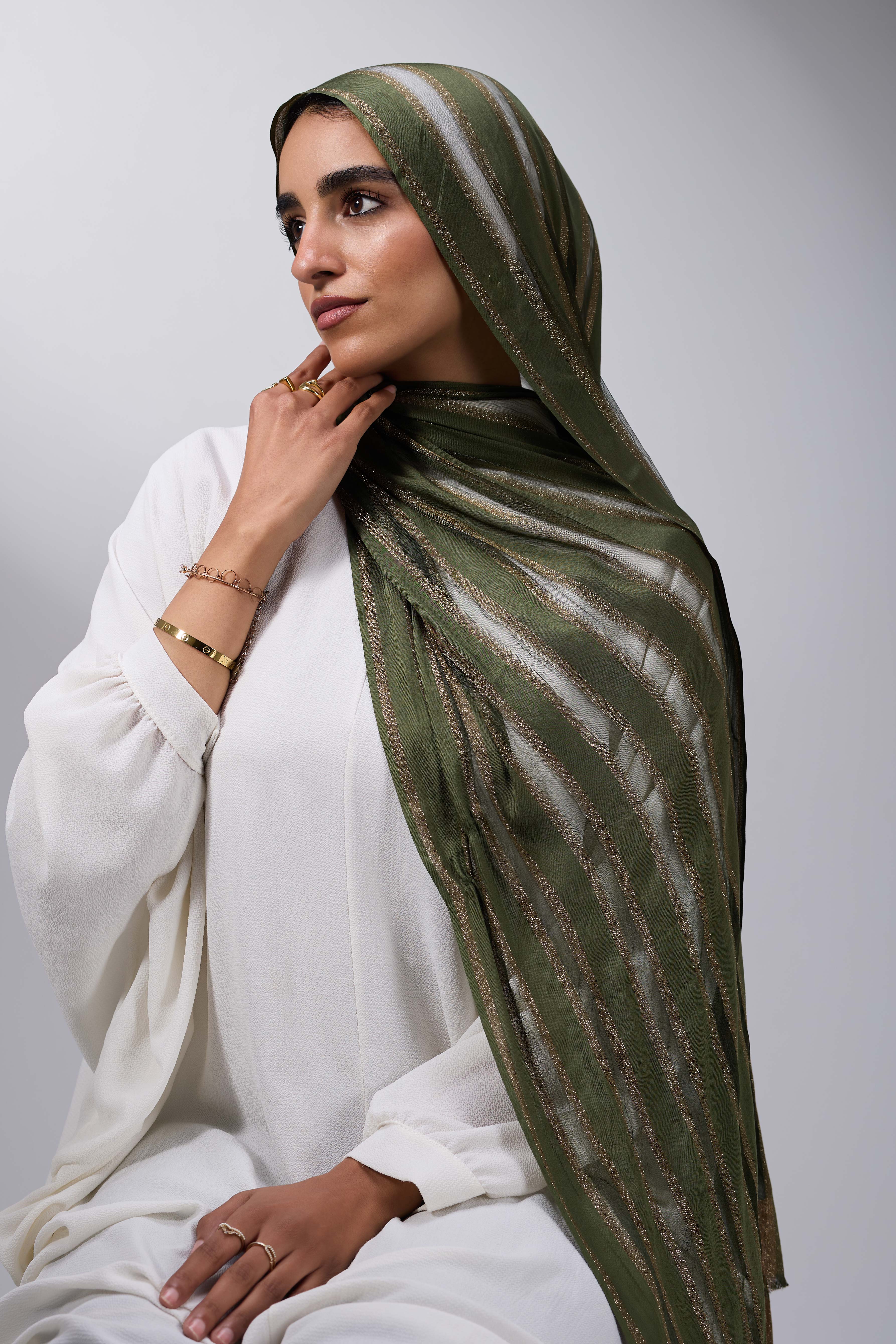 Olive Gold Satin shash