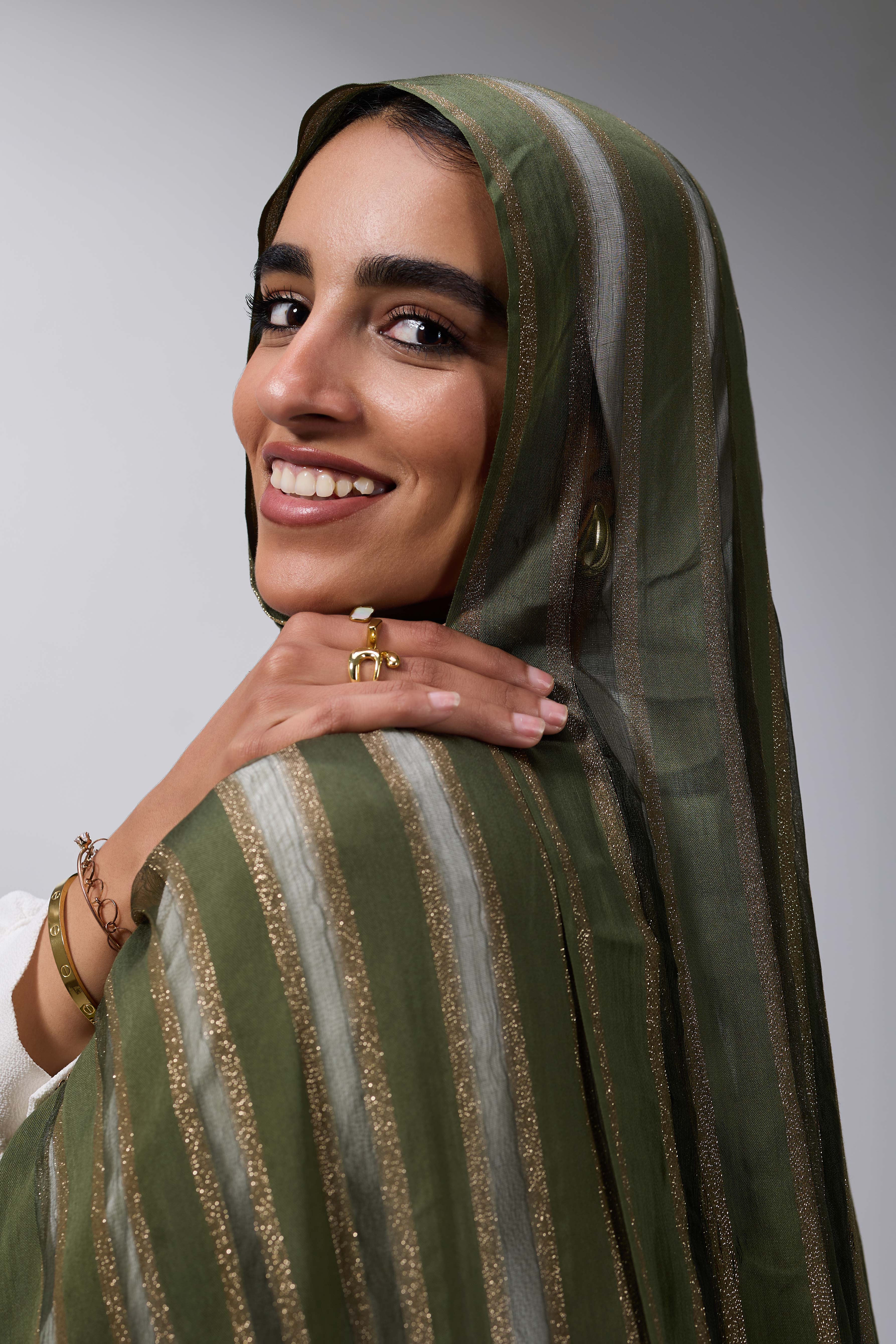 Olive Gold Satin shash