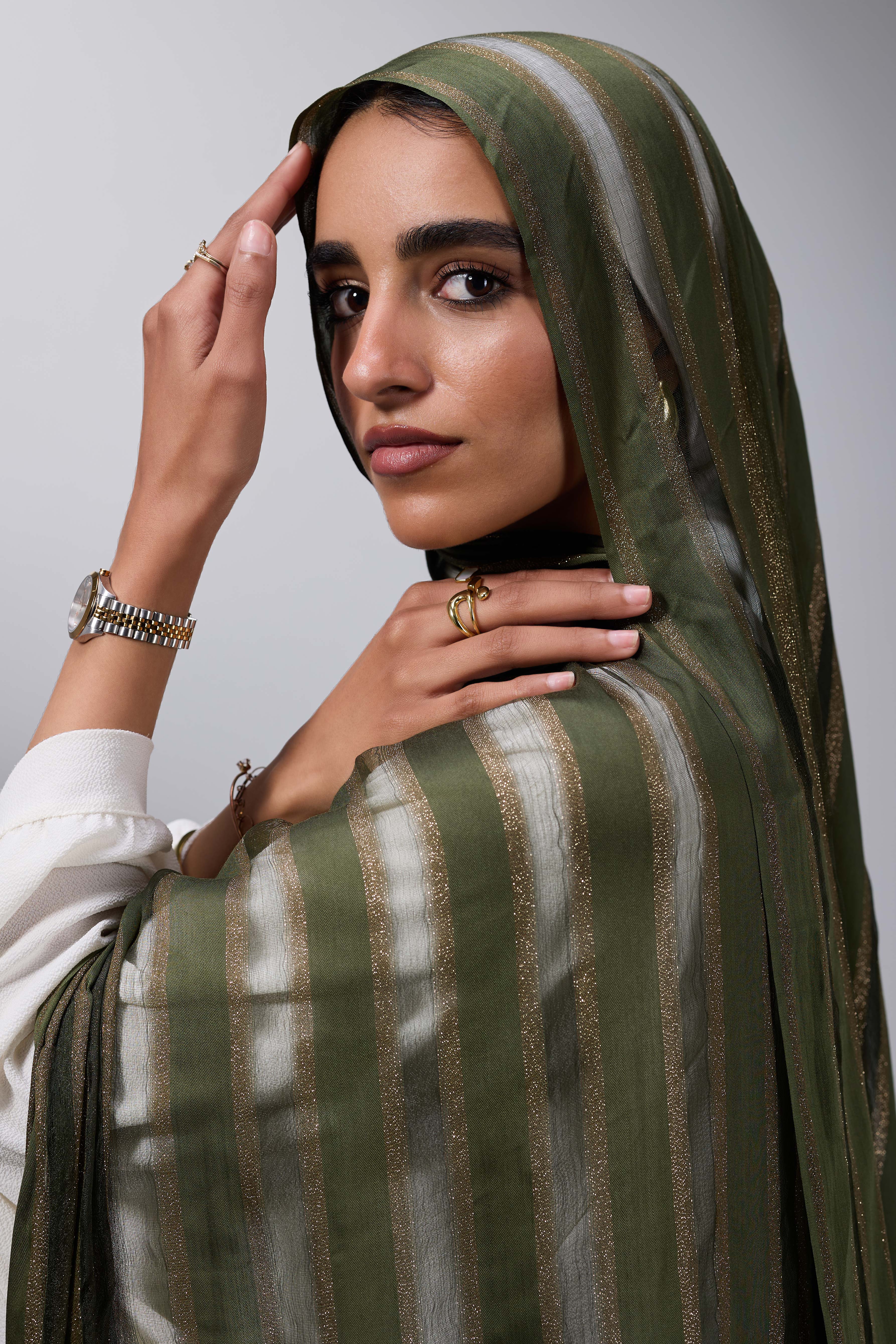 Olive Gold Satin shash