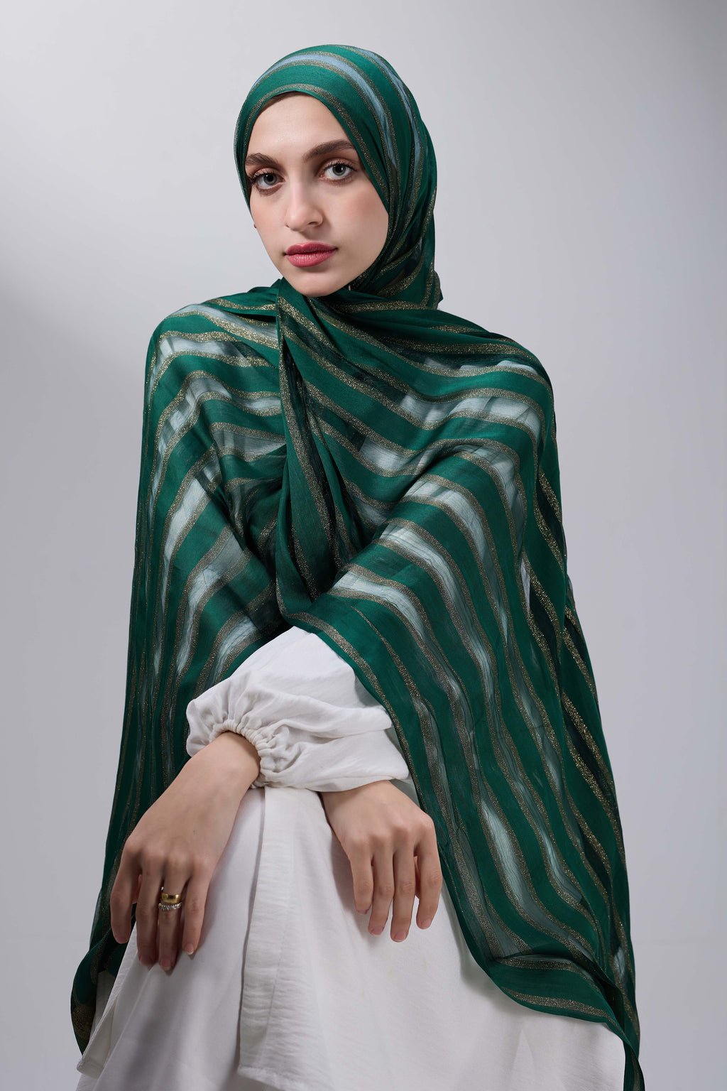 Hunter Green Gold Satin shash