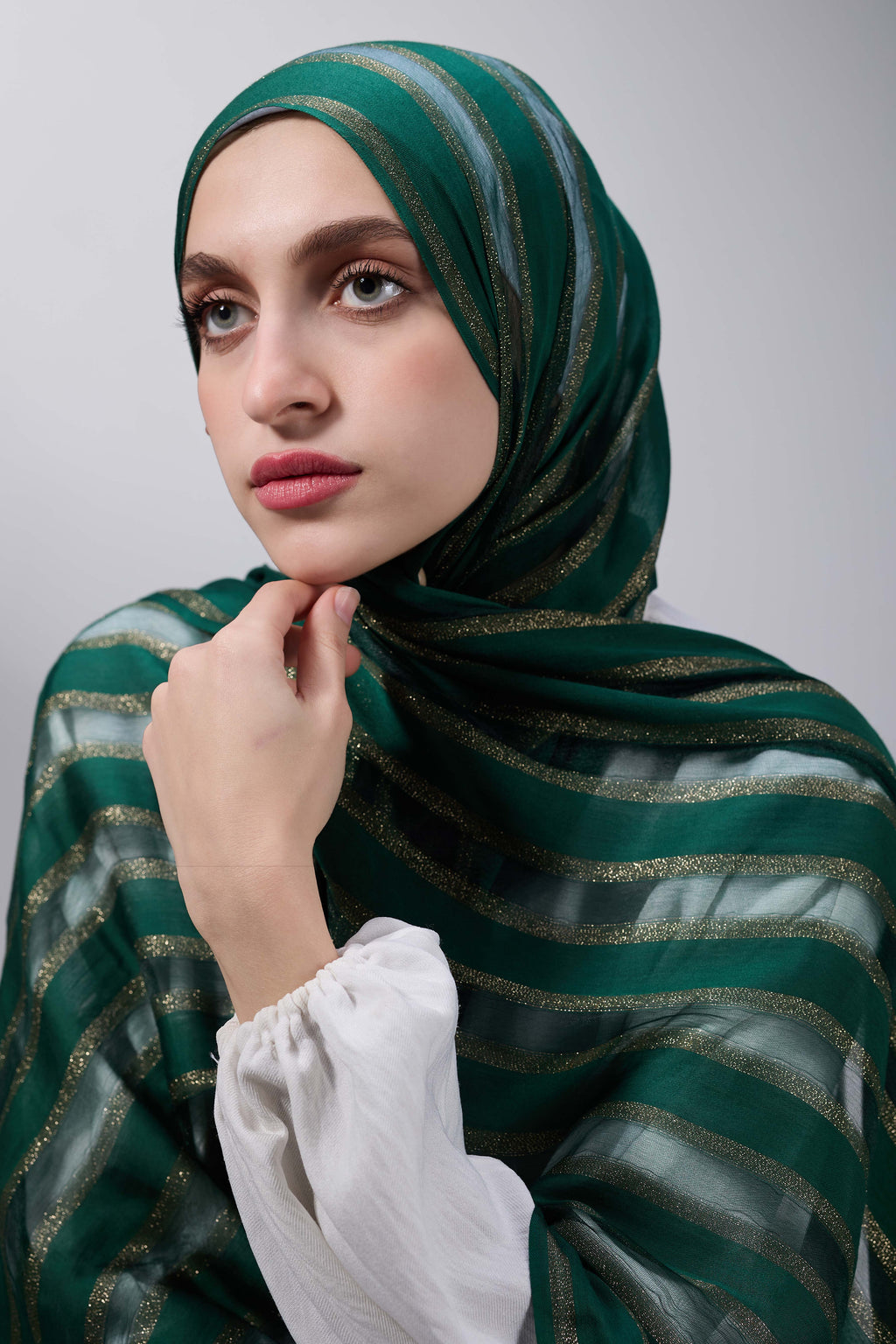 Hunter Green Gold Satin shash