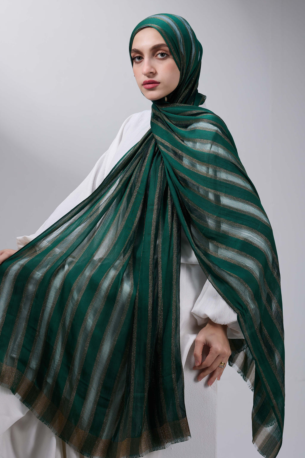Hunter Green Gold Satin shash