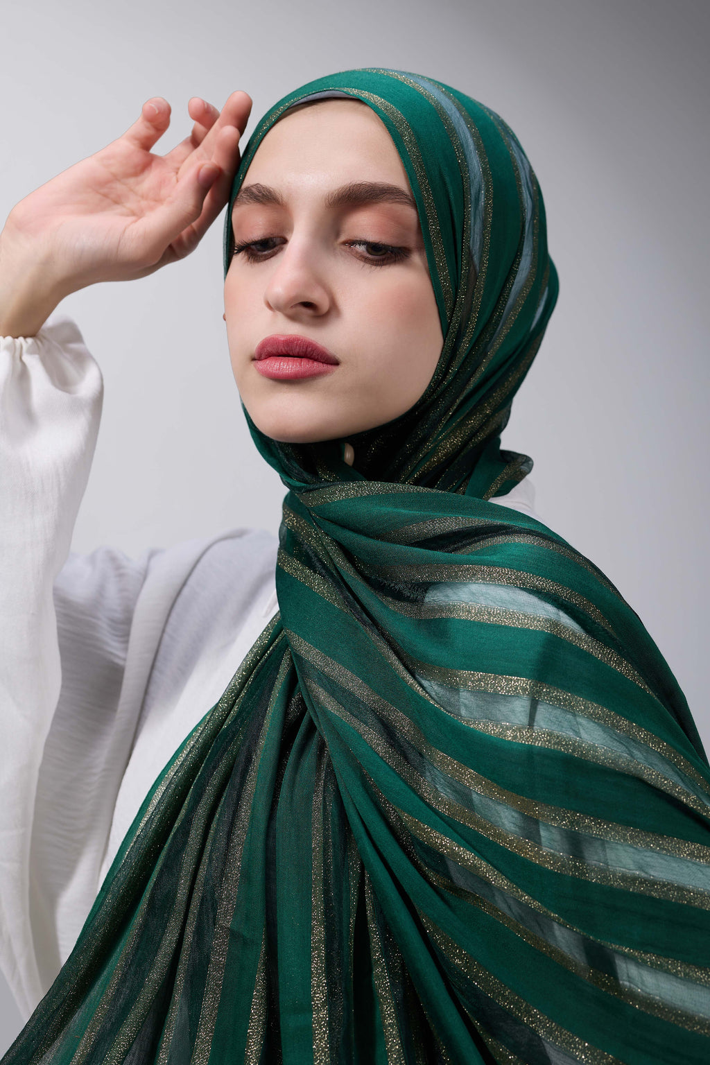 Hunter Green Gold Satin shash