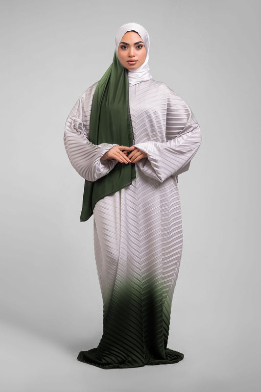 Cream to Olive Pleated Satin