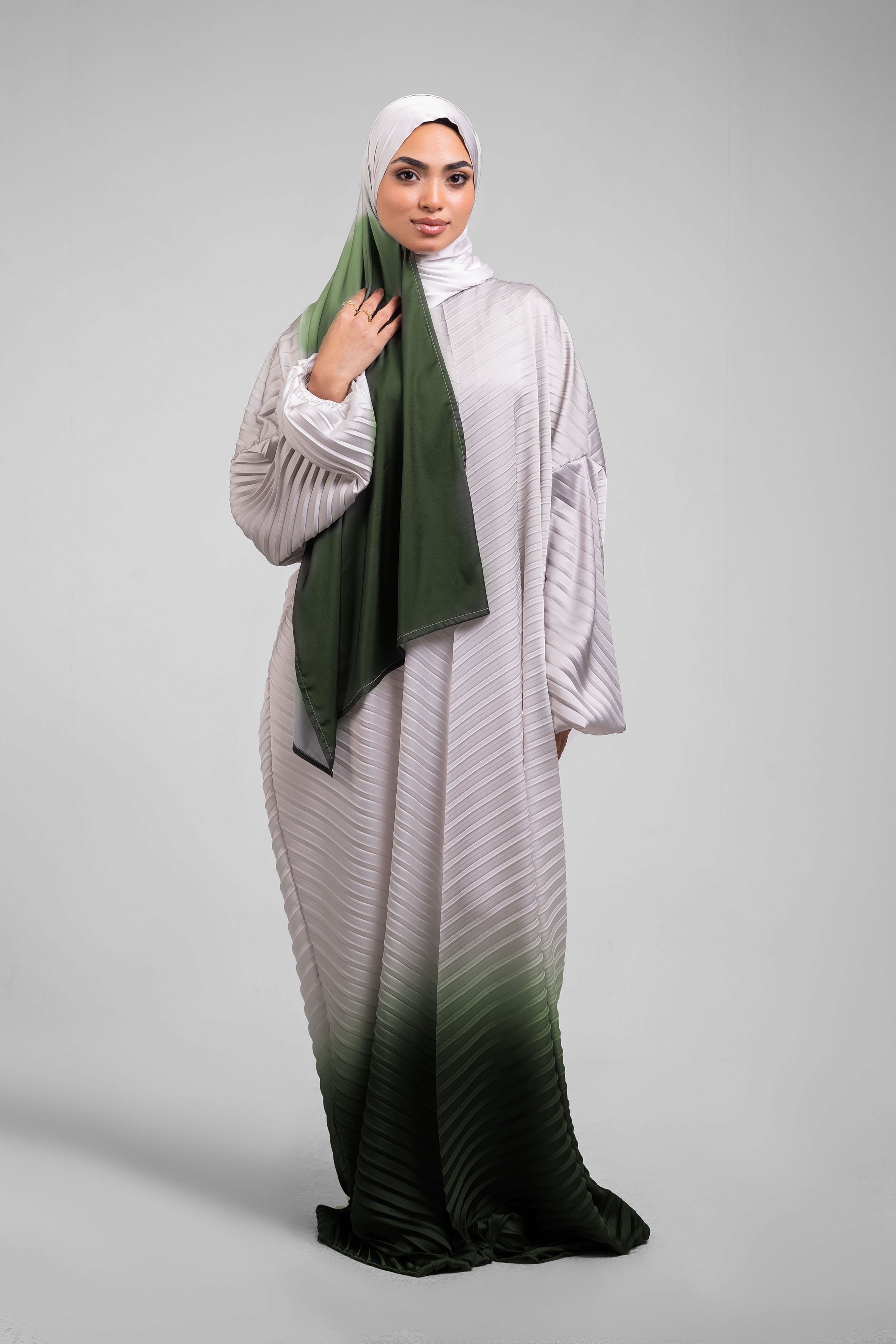 Cream to Olive Pleated Satin