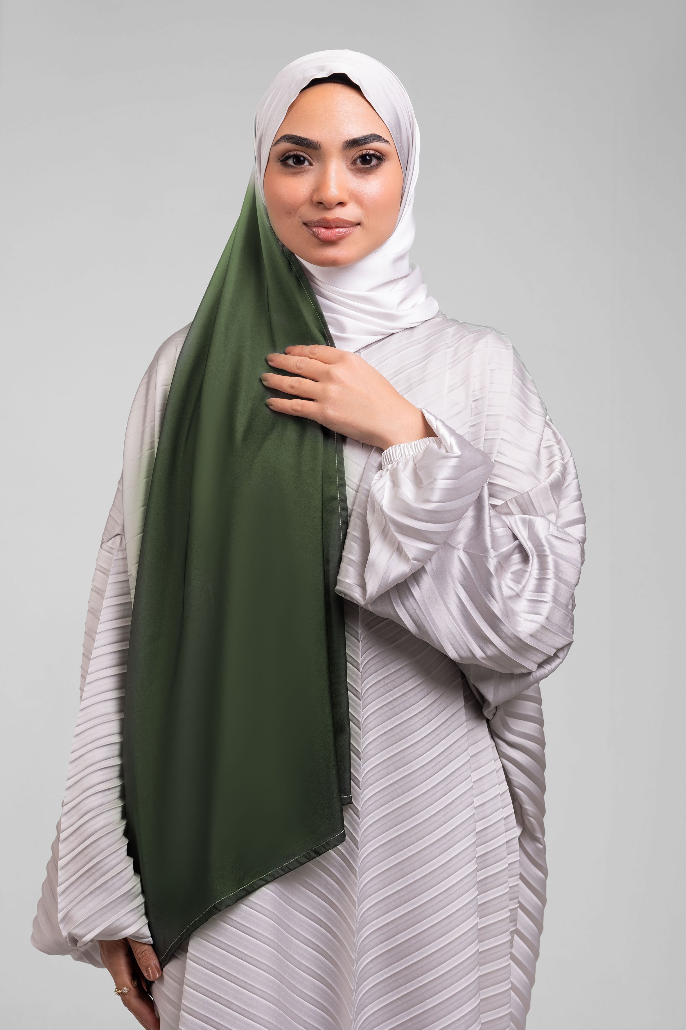 Cream to Olive Pleated Satin