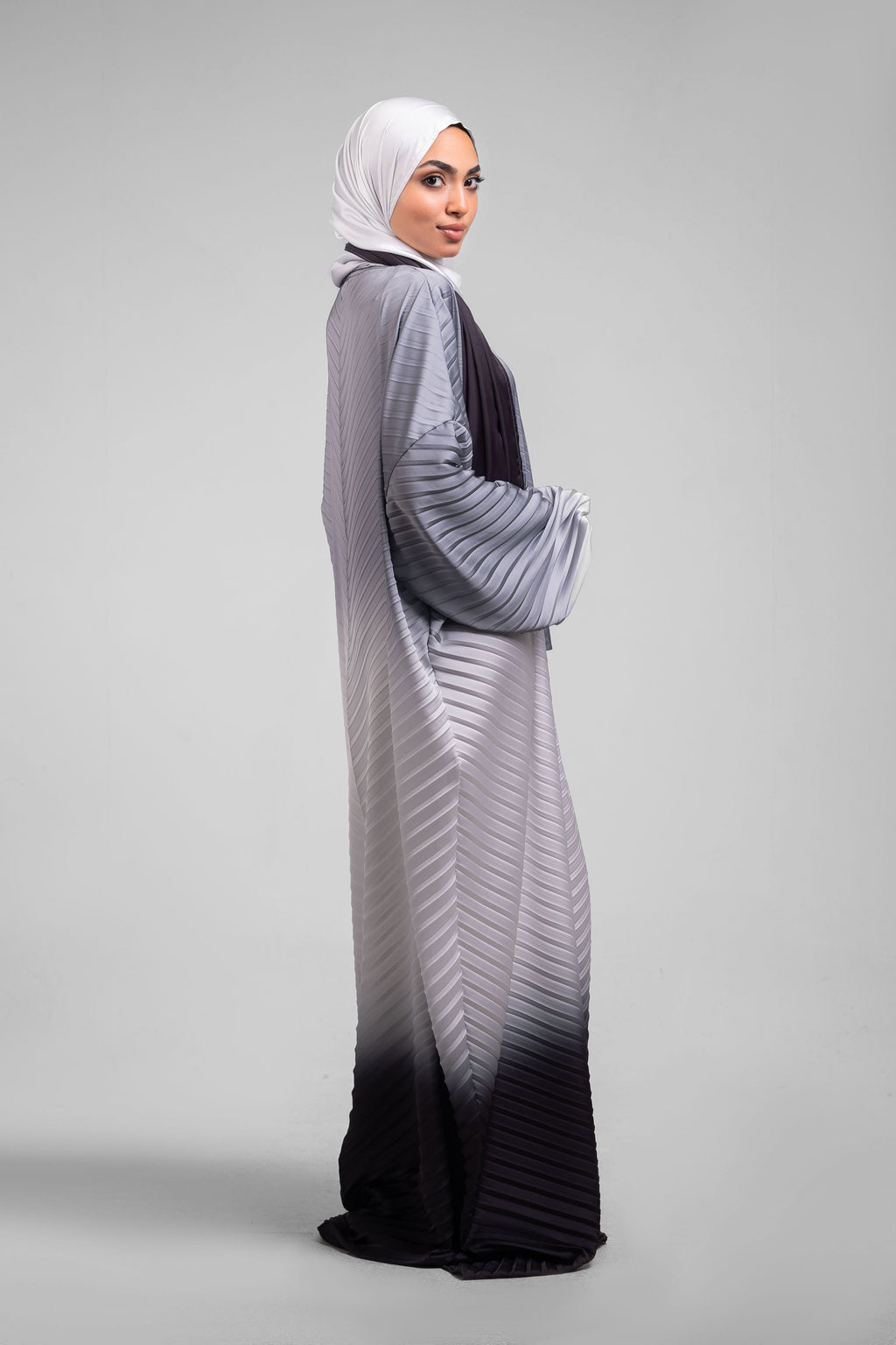 Grey to Black Pleated Satin