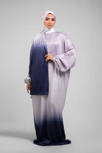 Light Rose to Navy Pleated Satin