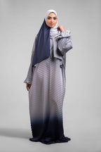 Grey to Navy pleated Satin