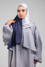 Grey to Navy pleated Satin