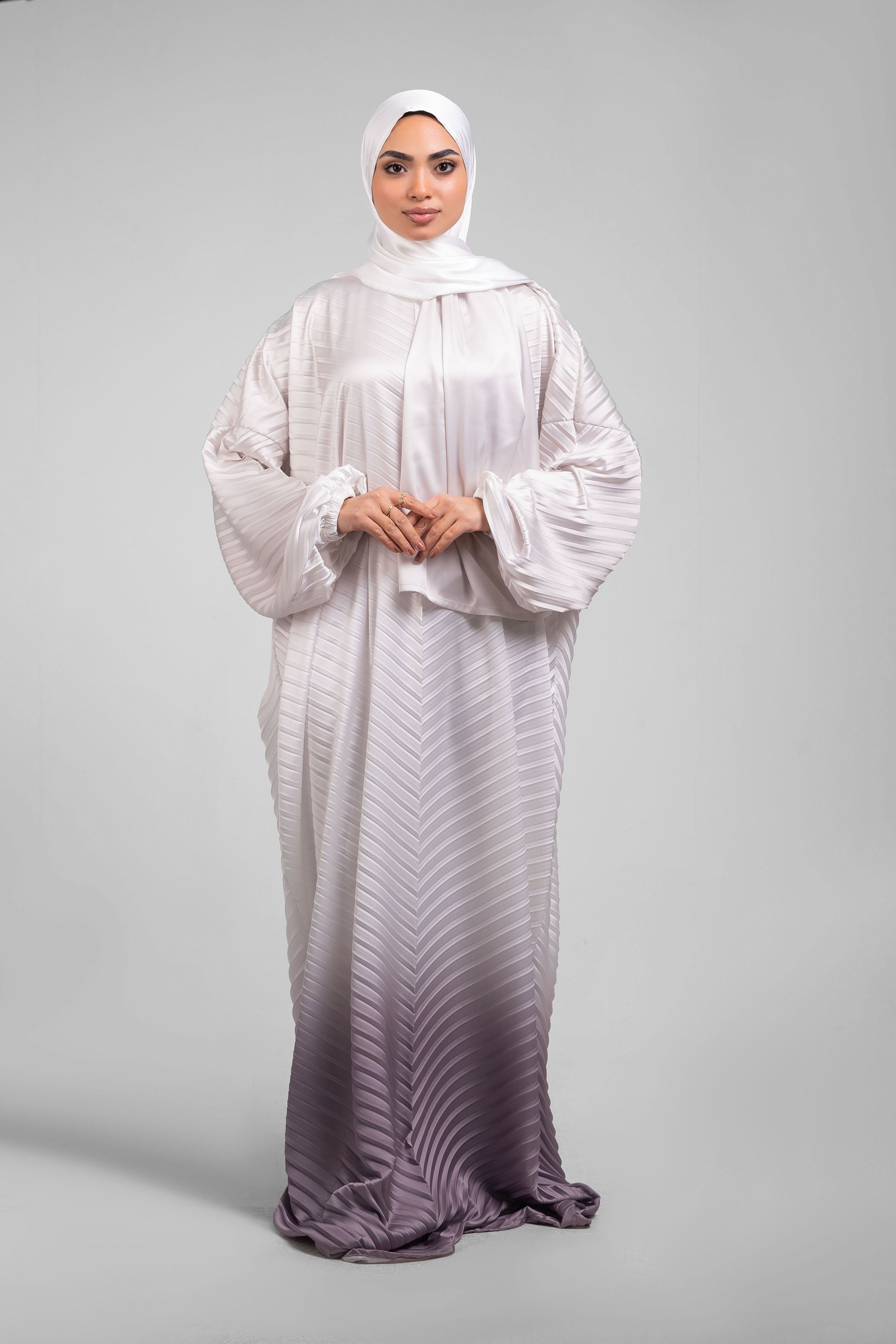 Cream to Dusty Rose Pleated satin