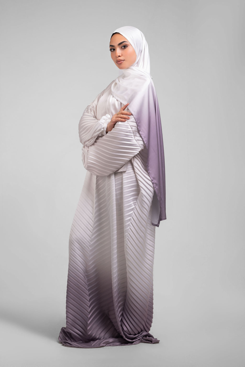 Cream to Dusty Rose Pleated satin