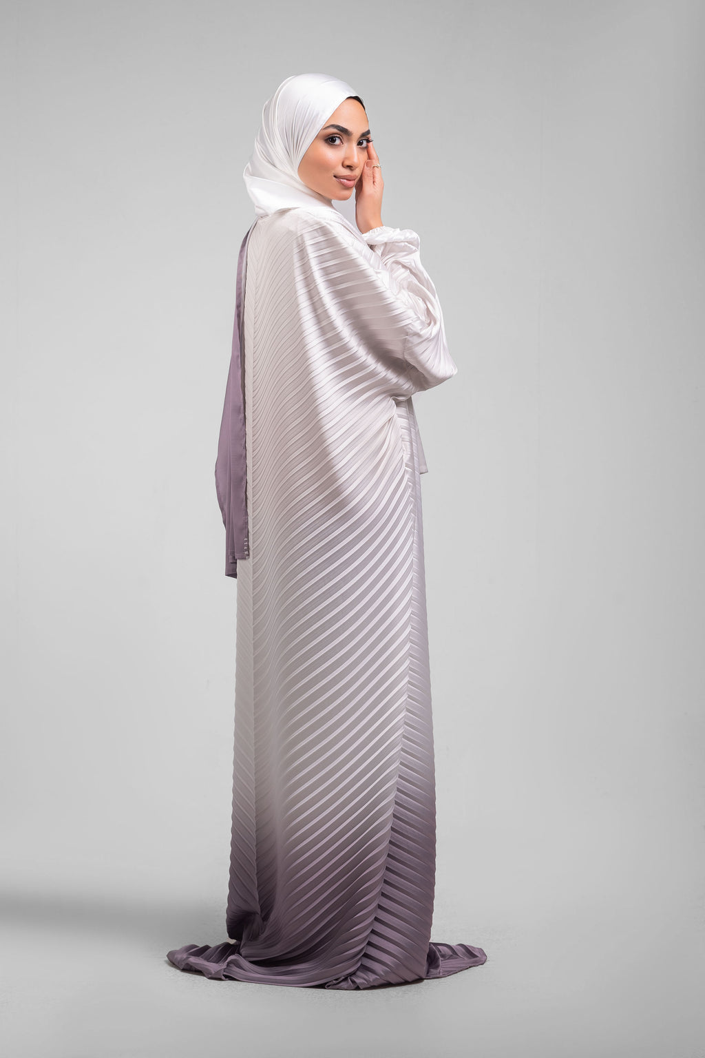 Cream to Dusty Rose Pleated satin