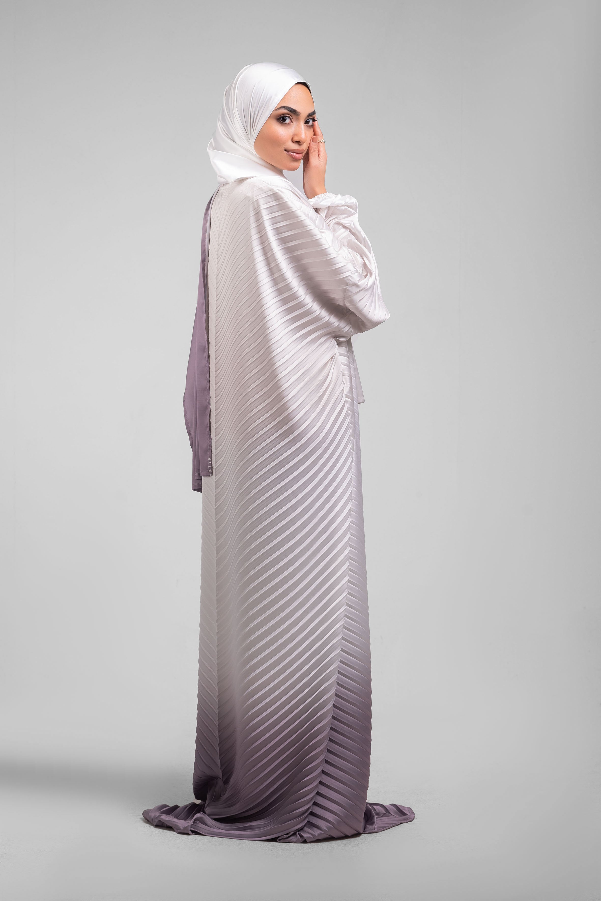 Cream to Dusty Rose Pleated satin