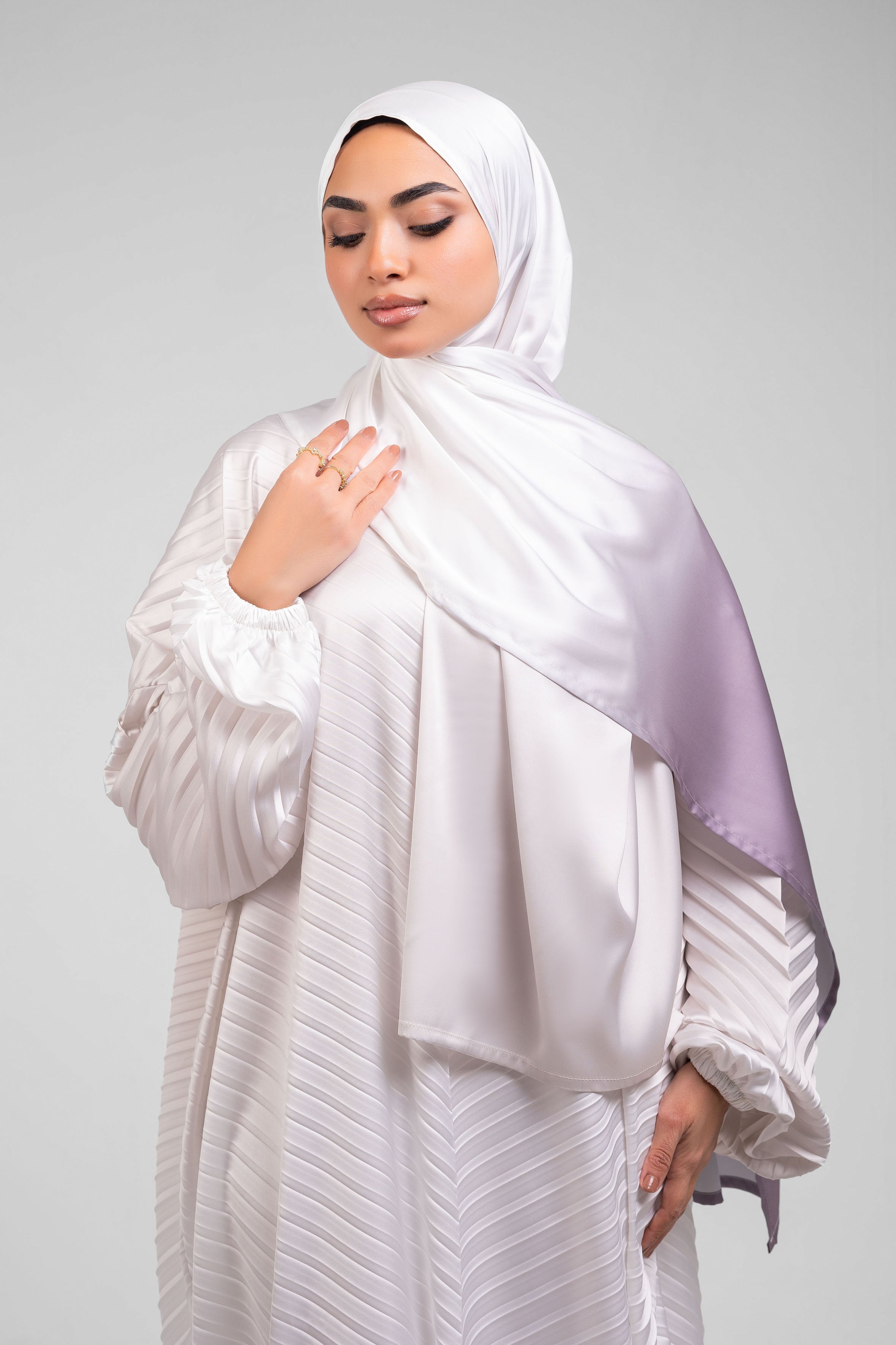 Cream to Dusty Rose Pleated satin