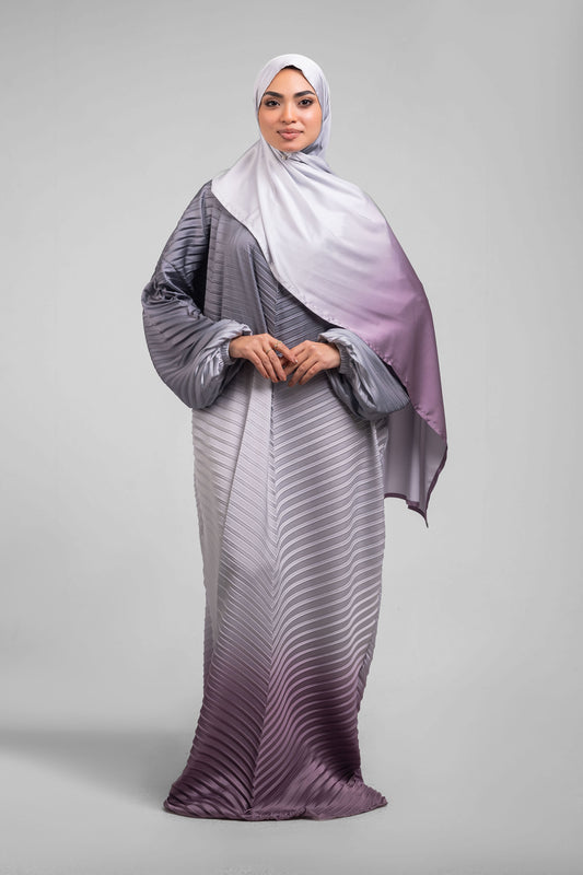 Dark Grey to Rose Pleated satin