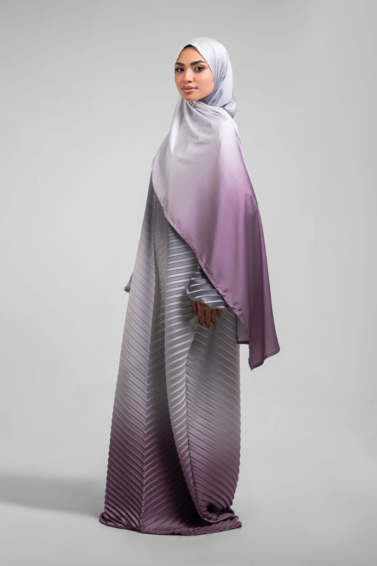 Dark Grey to Rose Pleated satin