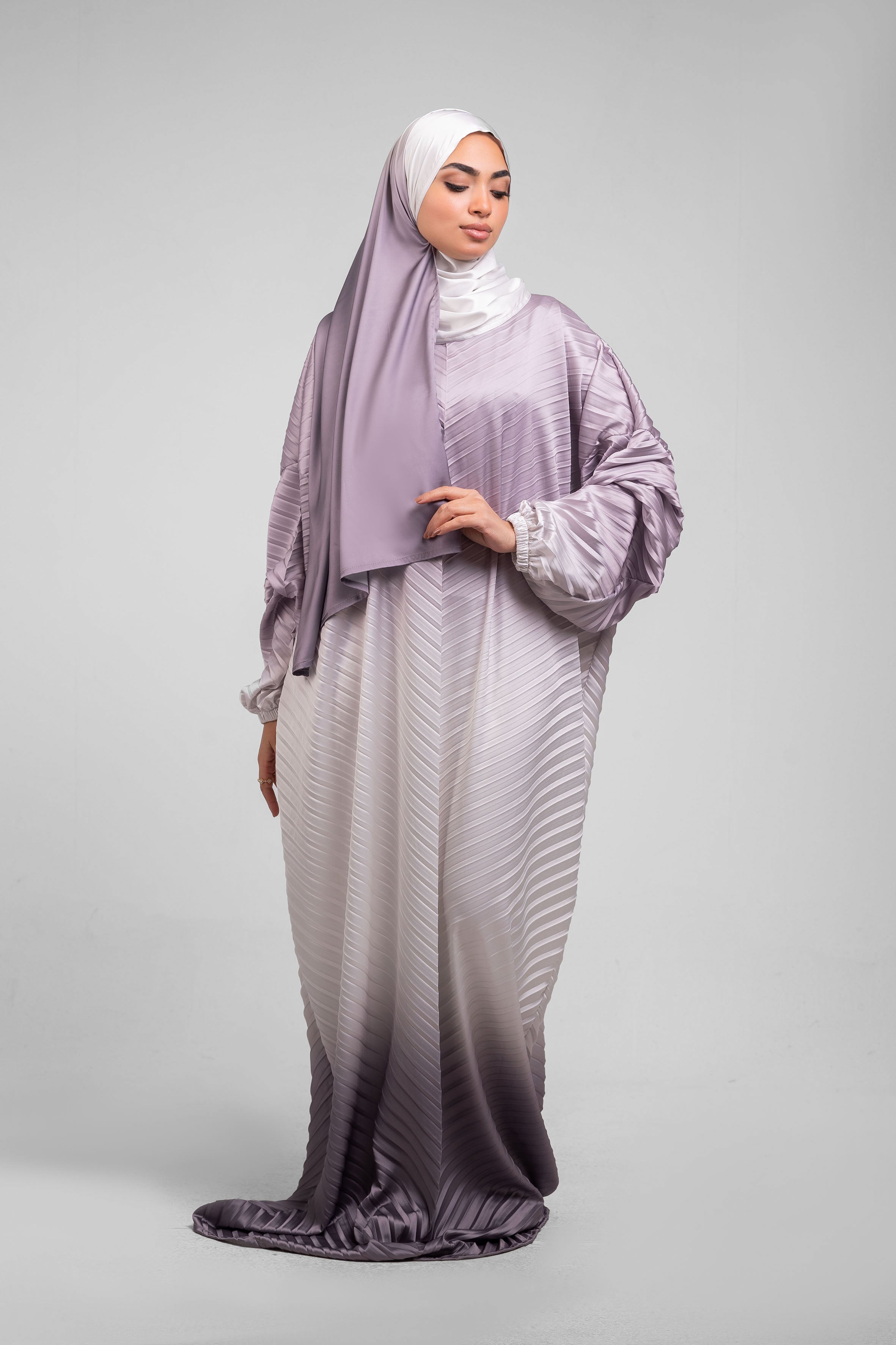 Light Rose to Dark Rose Pleated satin