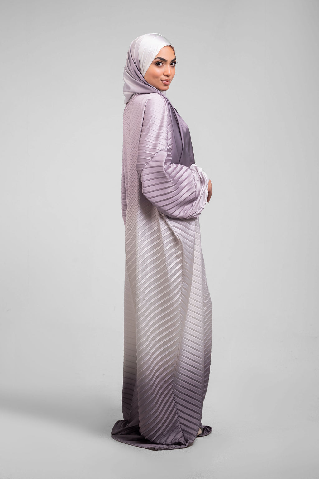 Light Rose to Dark Rose Pleated satin