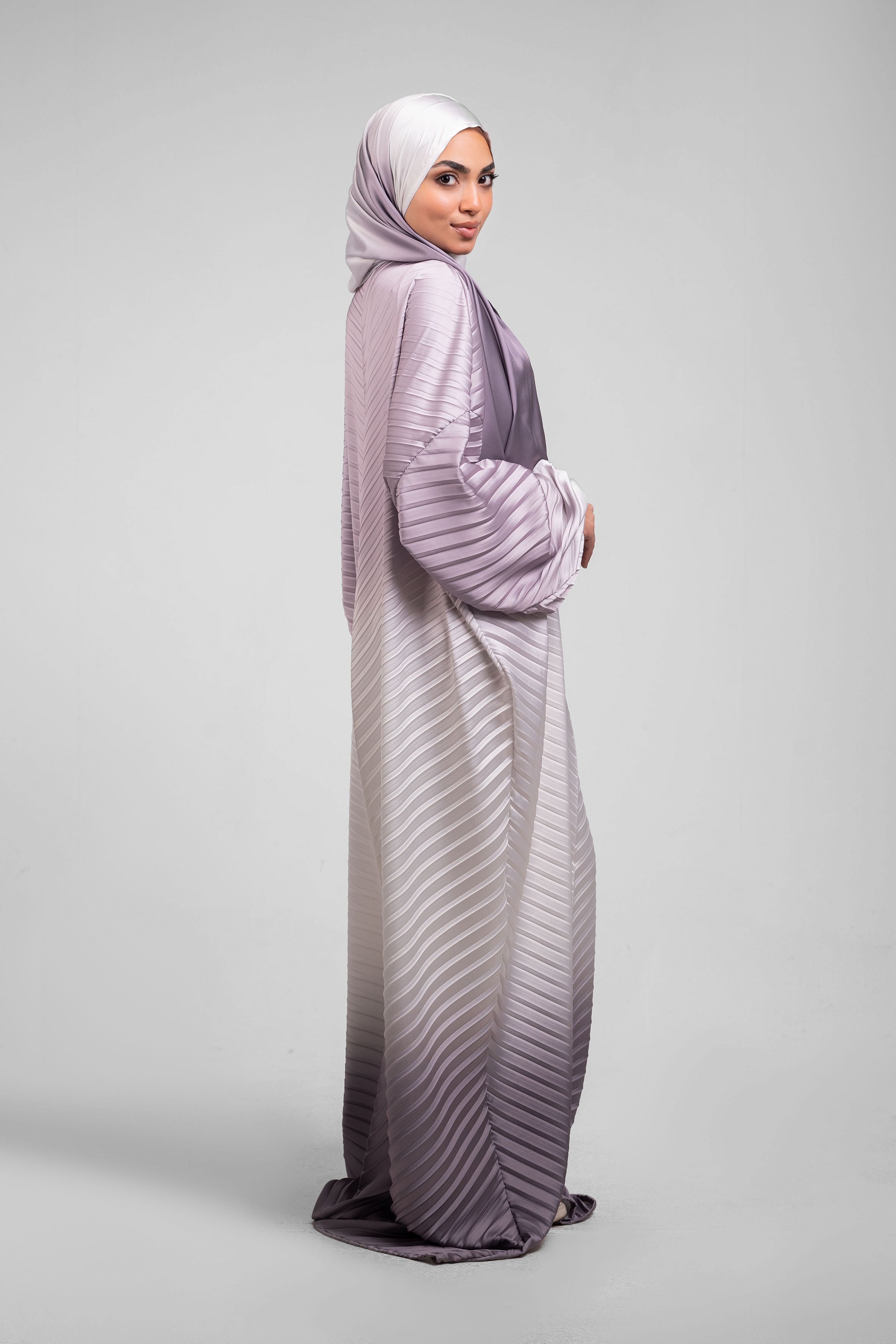 Light Rose to Dark Rose Pleated satin