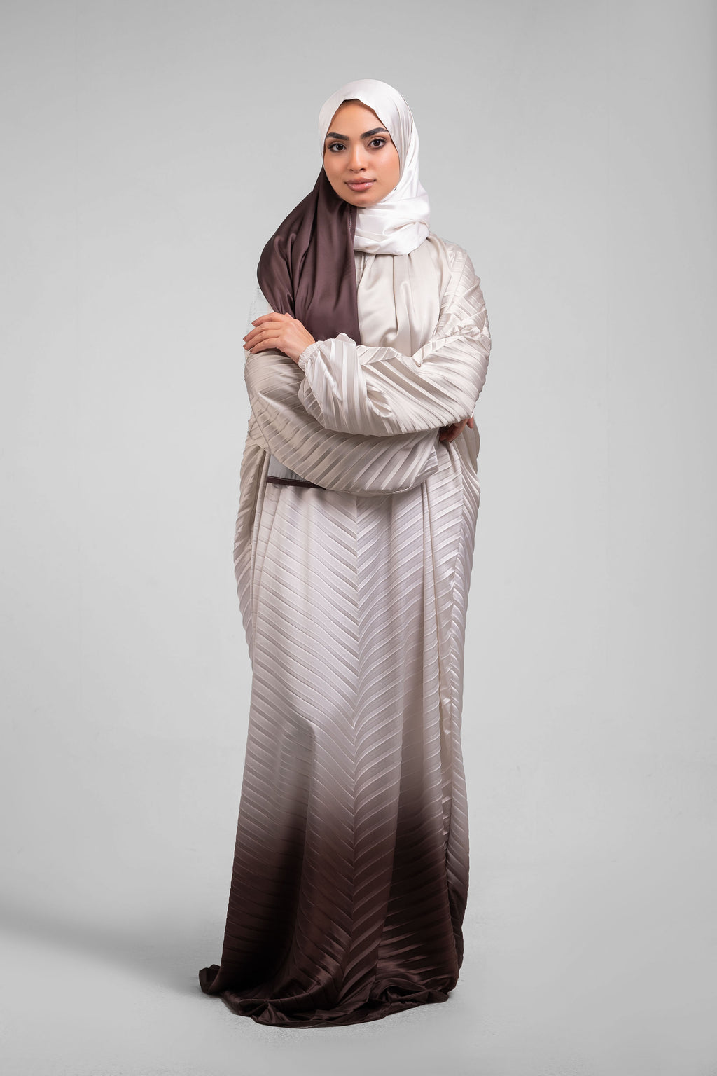 Beige to Brown Pleated Satin